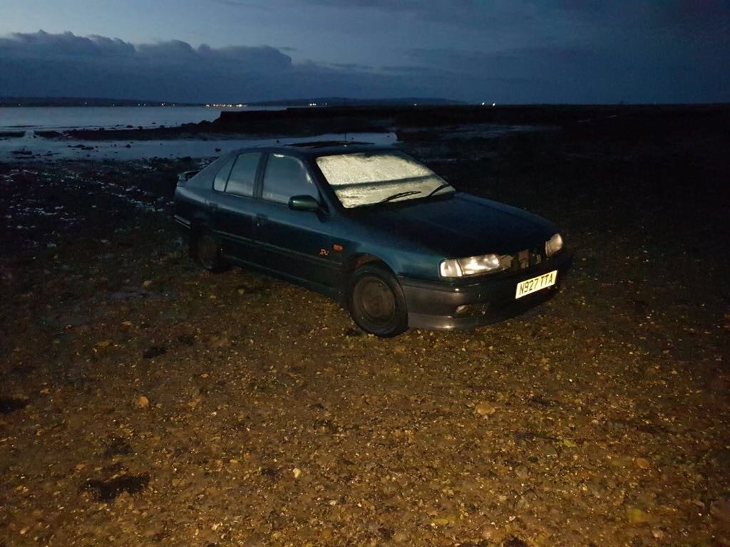 Previouly submerged car seen here as dawn broke