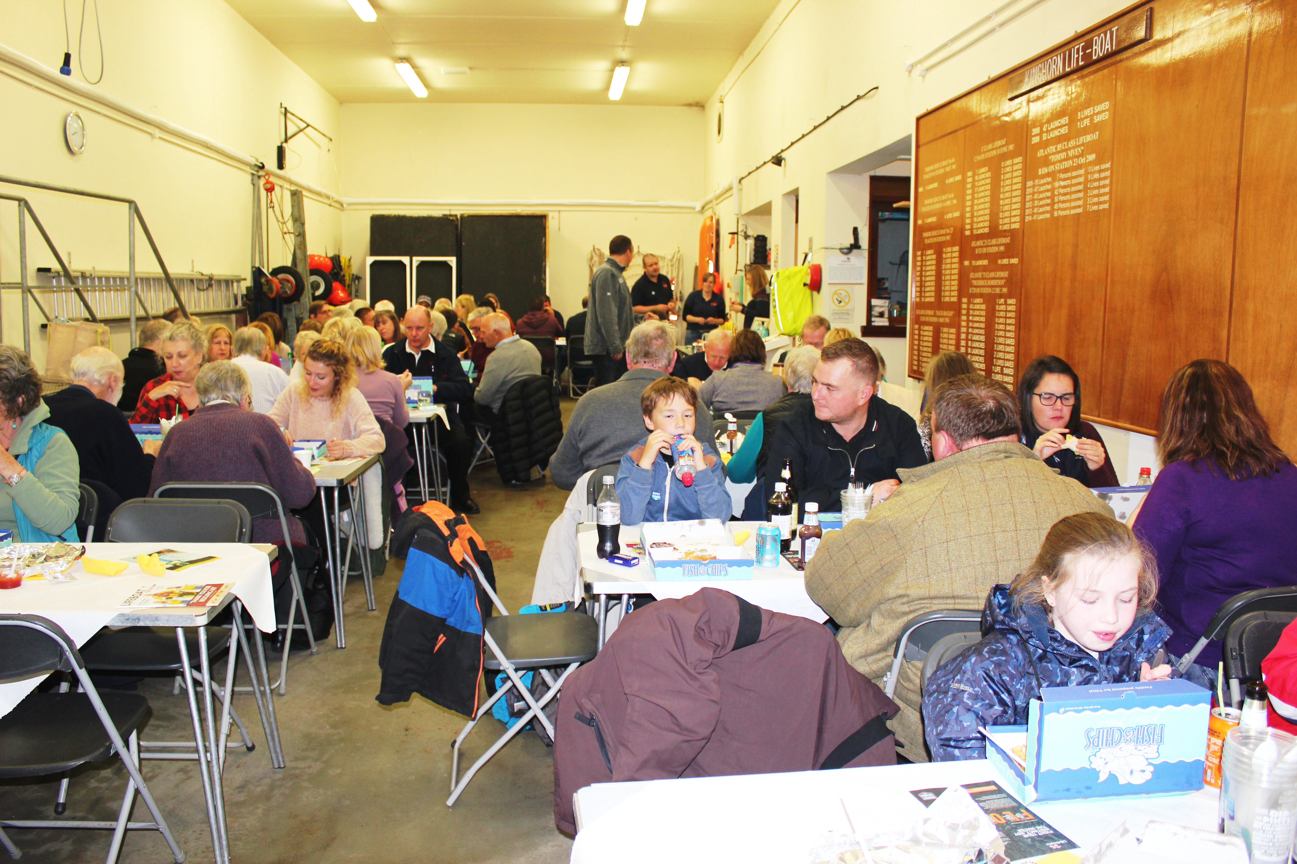 Supporters enjoting fish suppers at Kinghorn RNLI