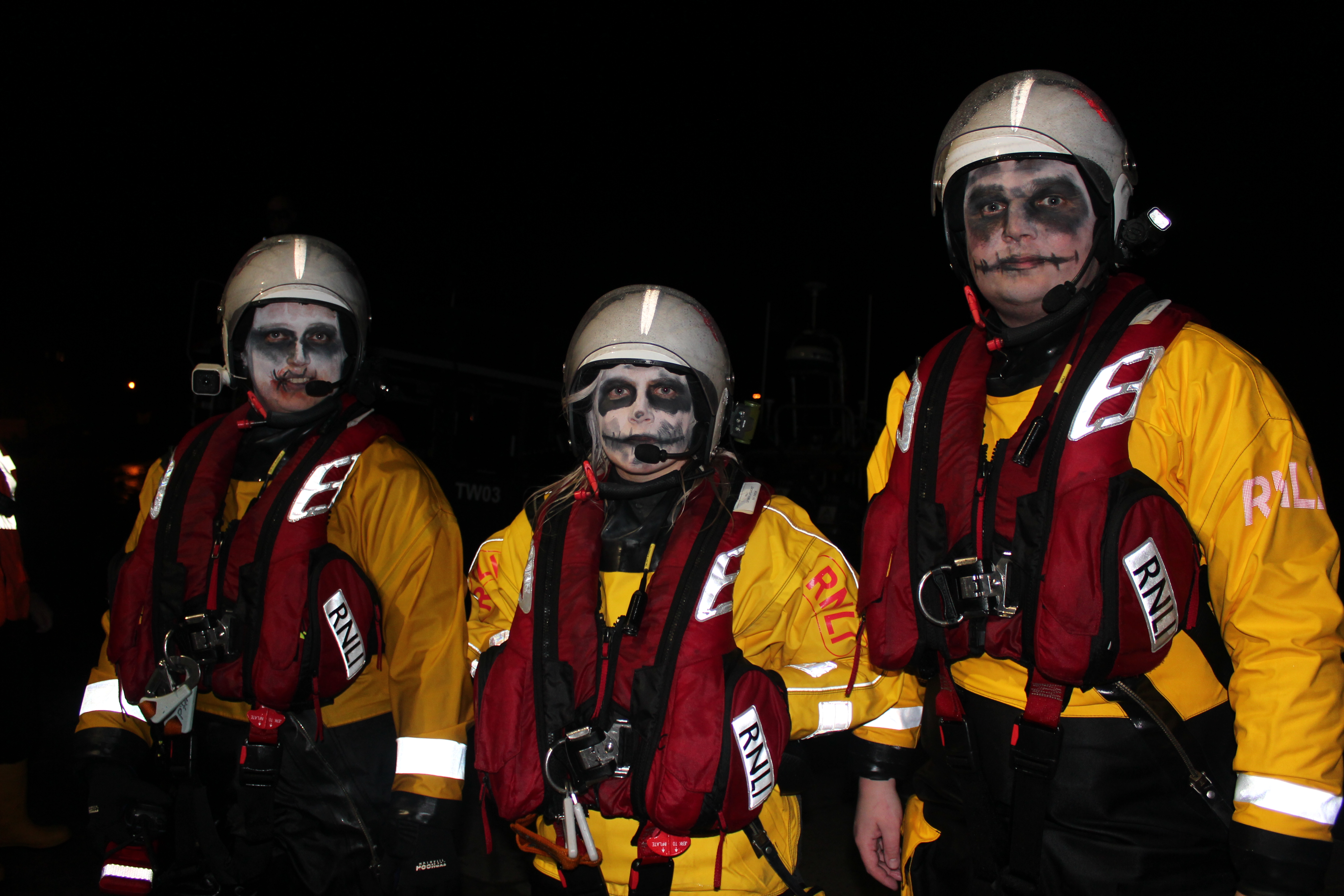 Members of Kinghorn crew on return from callout to multiple flare sighting. L-R Leanne Taylor, Mel Mcgarva, Steven Wallace