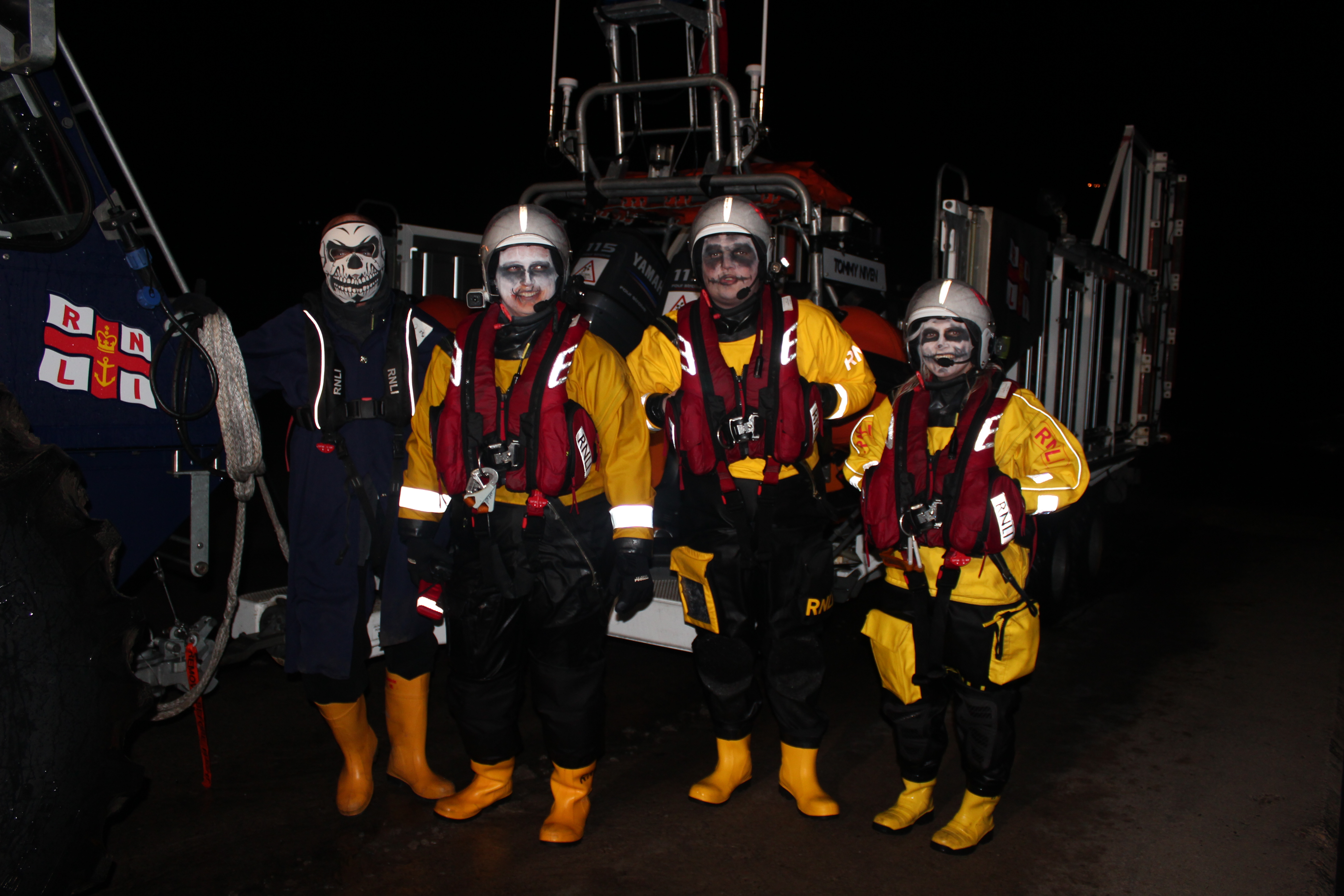 Members of Kinghorn crew on return from callout to multiple flare sighting. L-R John Ketchin, Leanne Taylor, Mel Mcgarva, Steven Wallace
