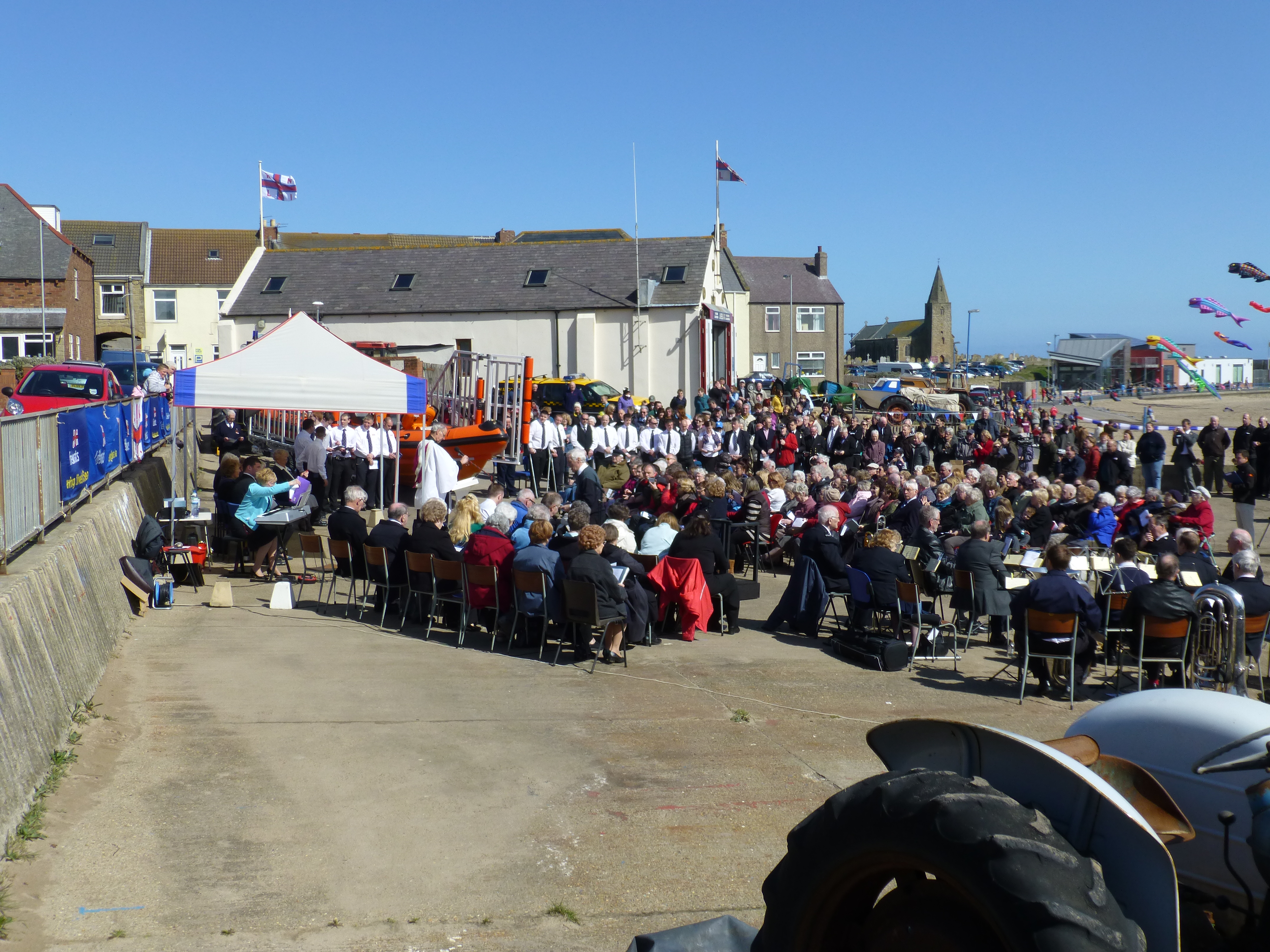 Peter addresses the crowd at the lifeboat naming ceremony
