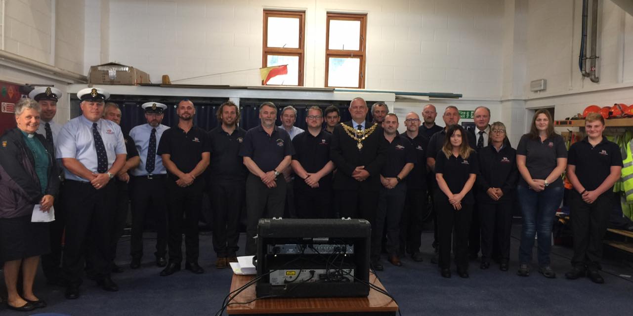 Barmouth Mayor Rob Triggs with Barmouth RNLI crew
