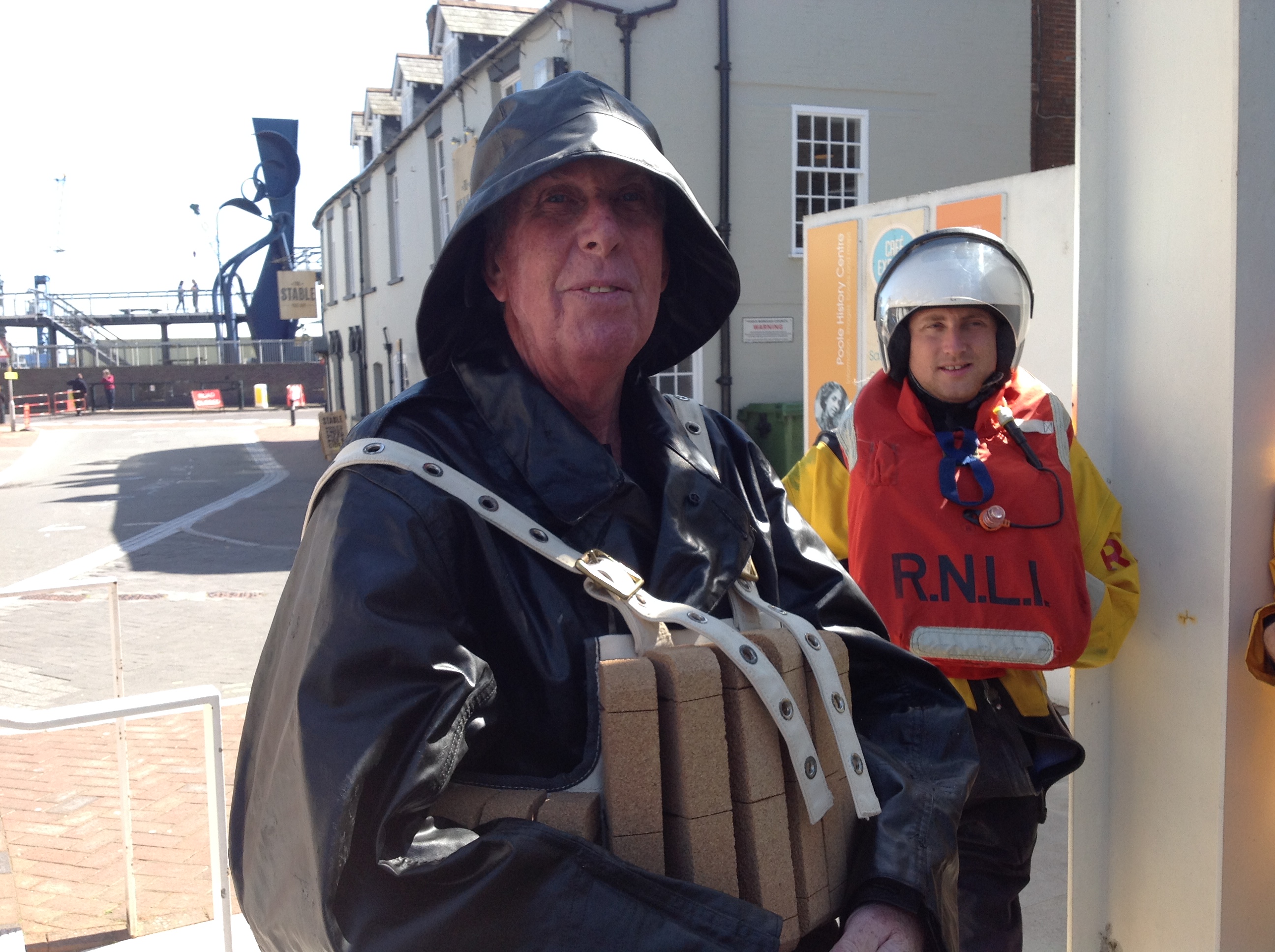Foe the th 150th Exhibition Rod Brown dressed in oil skins 