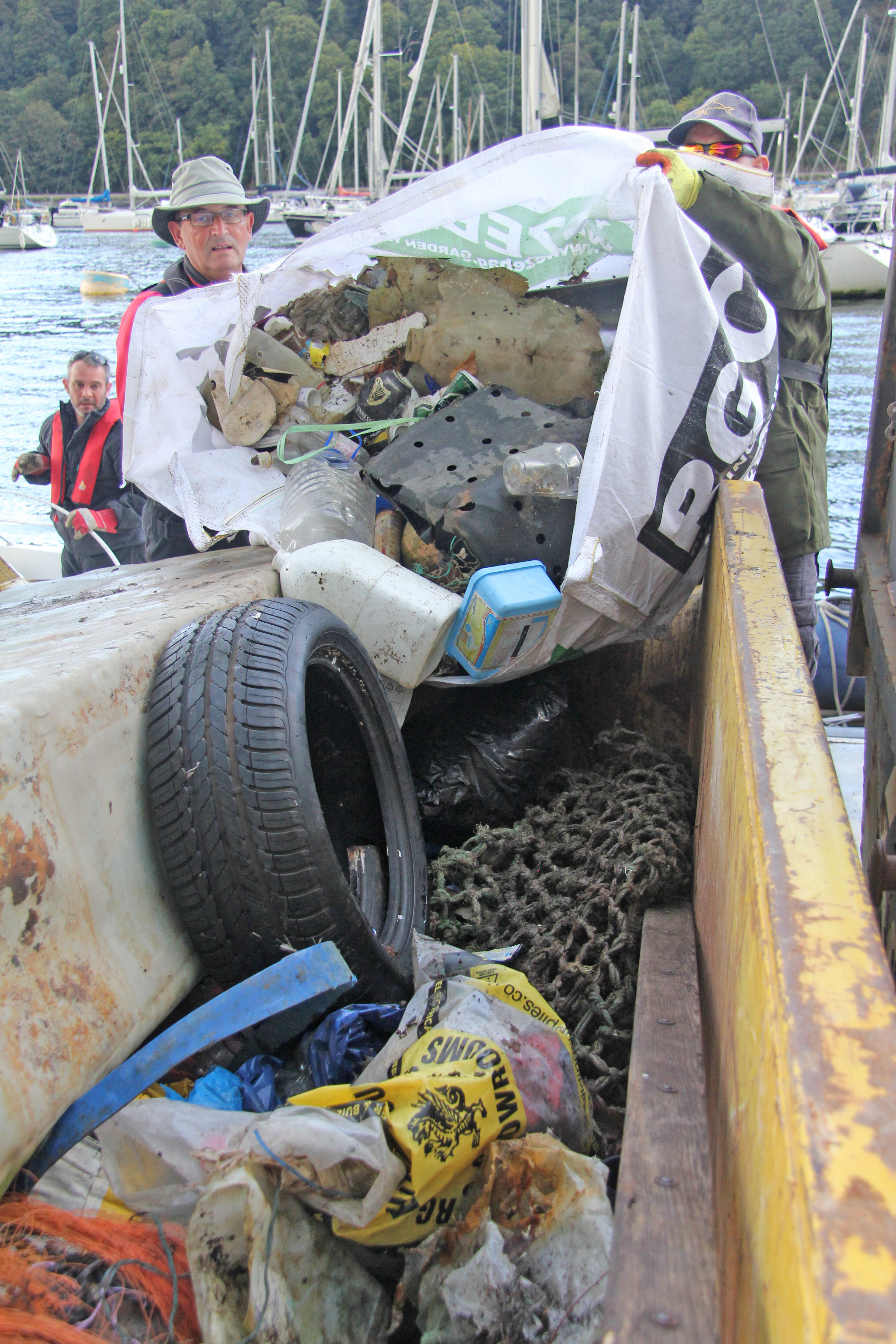 Plastic bags and ropes, and old fishing net and tyres were some of the items filling the skip during the River Dart Clean Up
