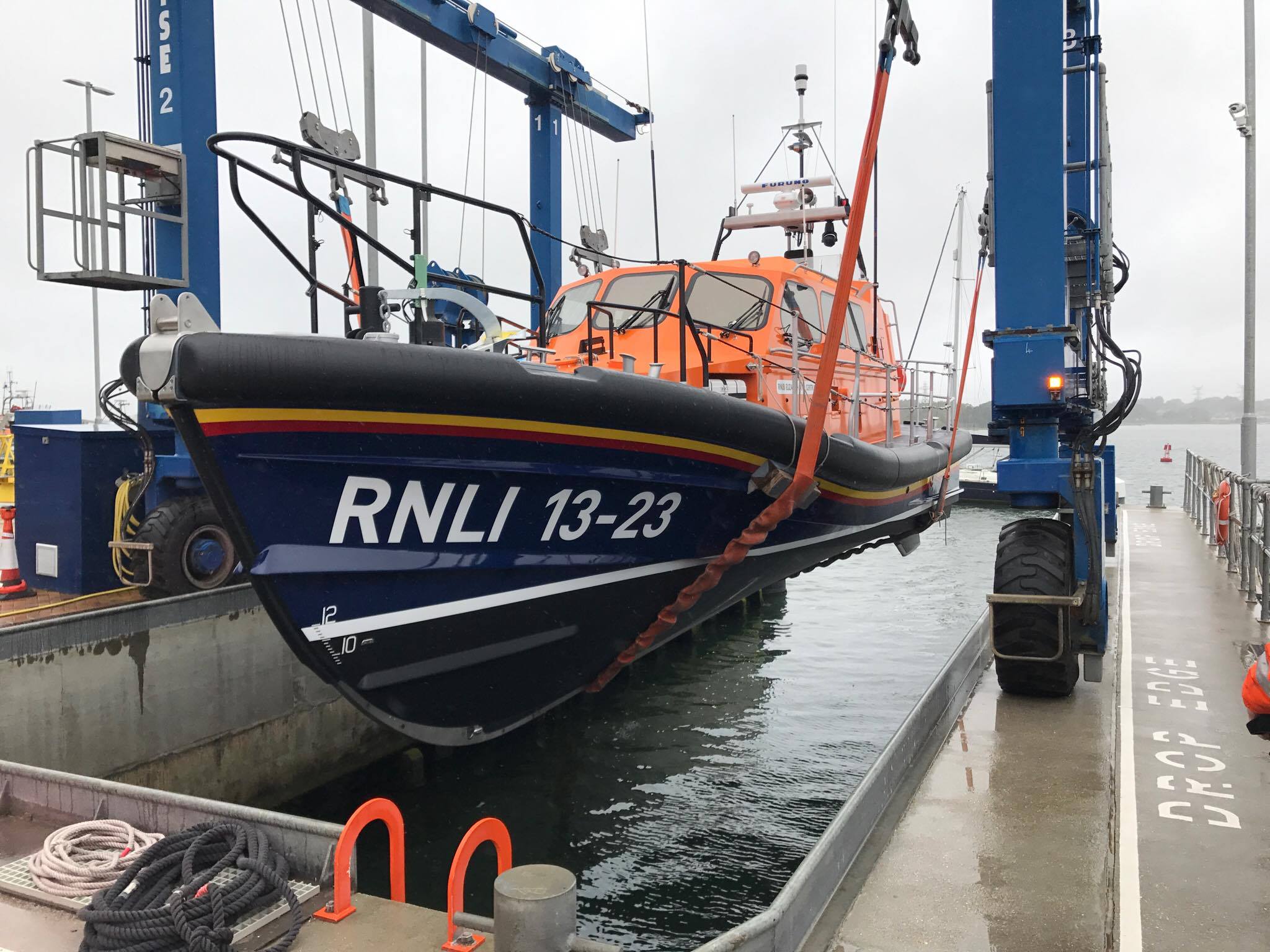 Launching of the lifeboat after completion on 5th September 2017, where she will now endure weeks of sea trials