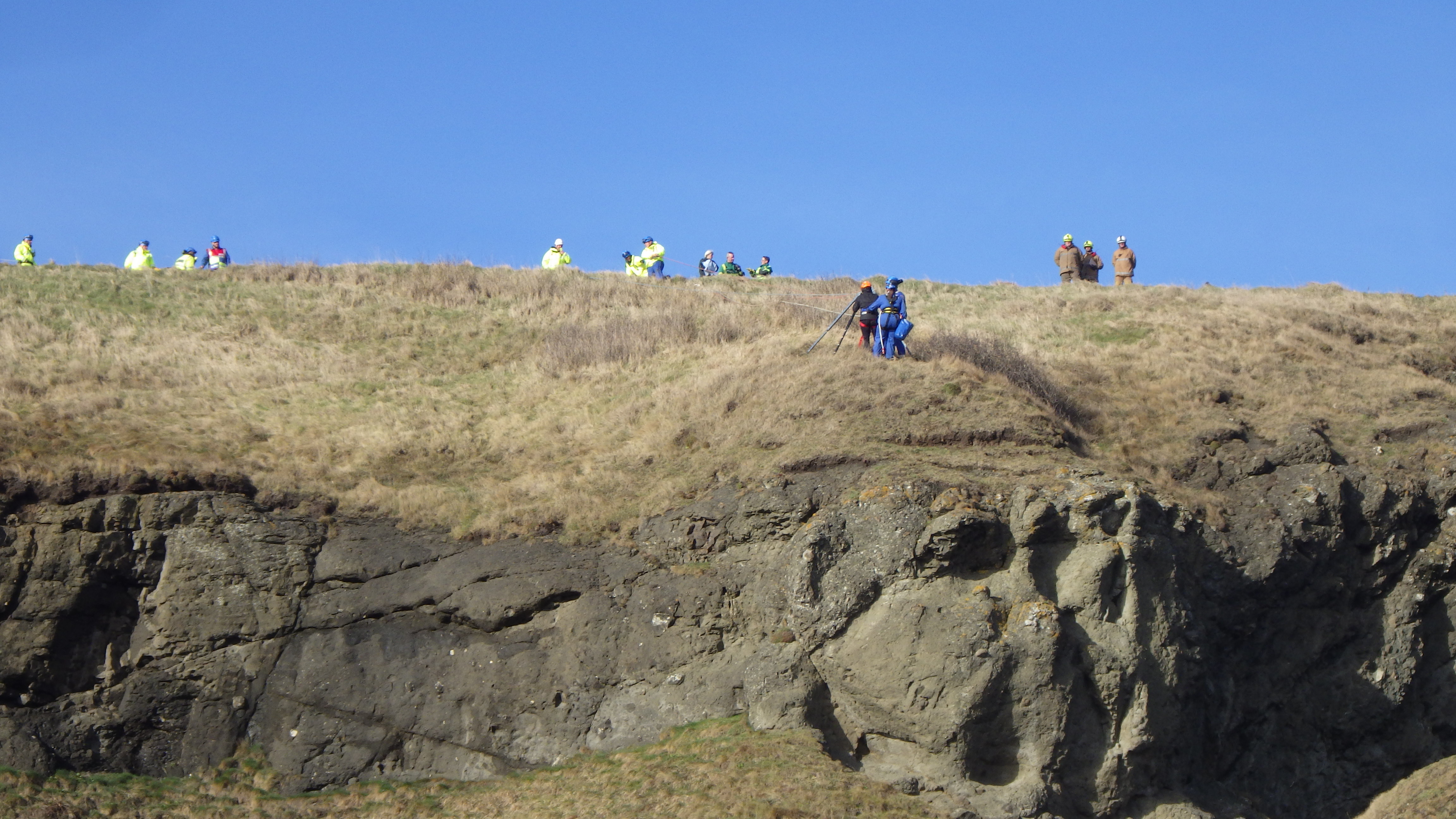 CRT personnel take casualty up cliff to safety