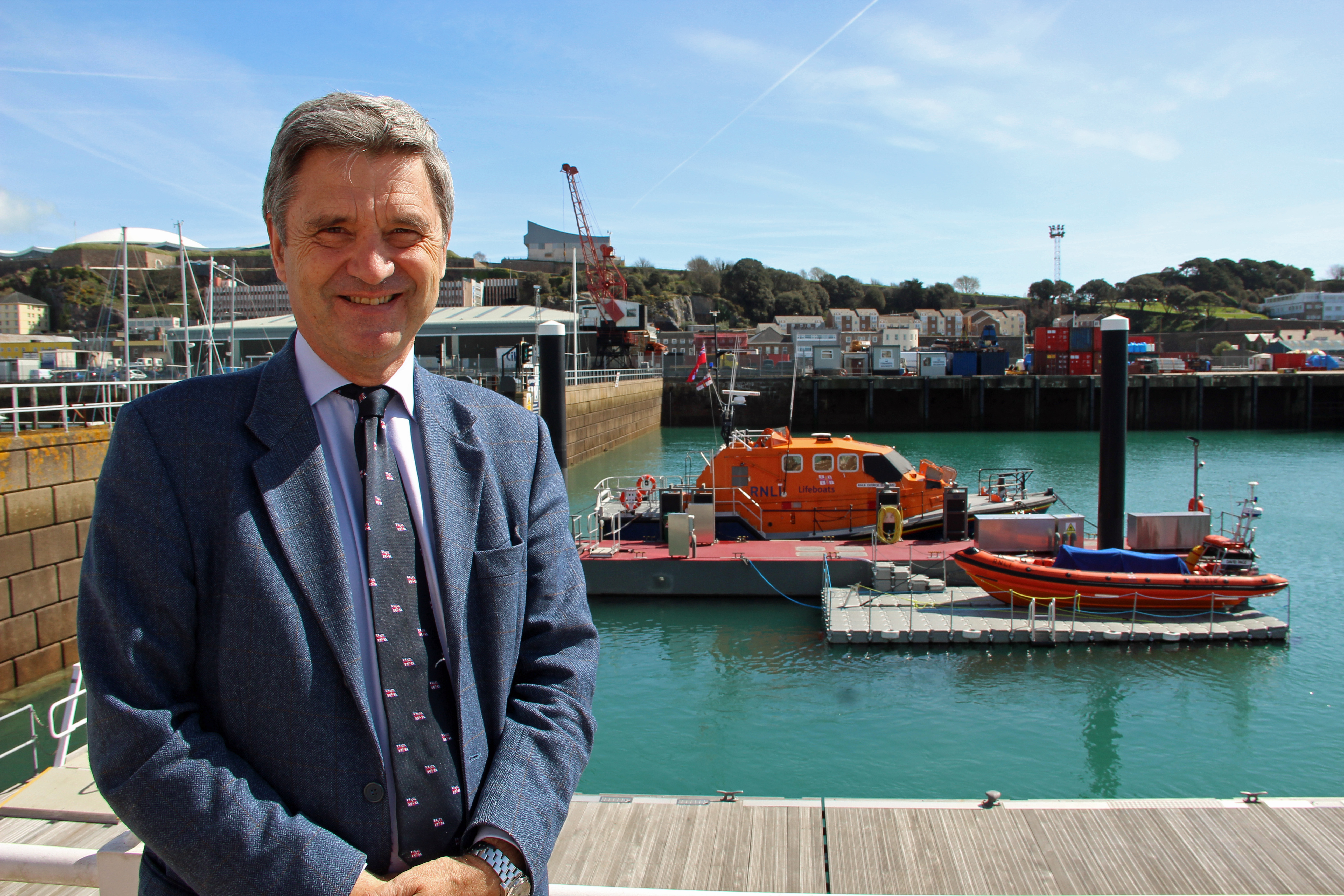 Paul Boissier (RNLI Chief Executive) at St Helier RNLI station today
