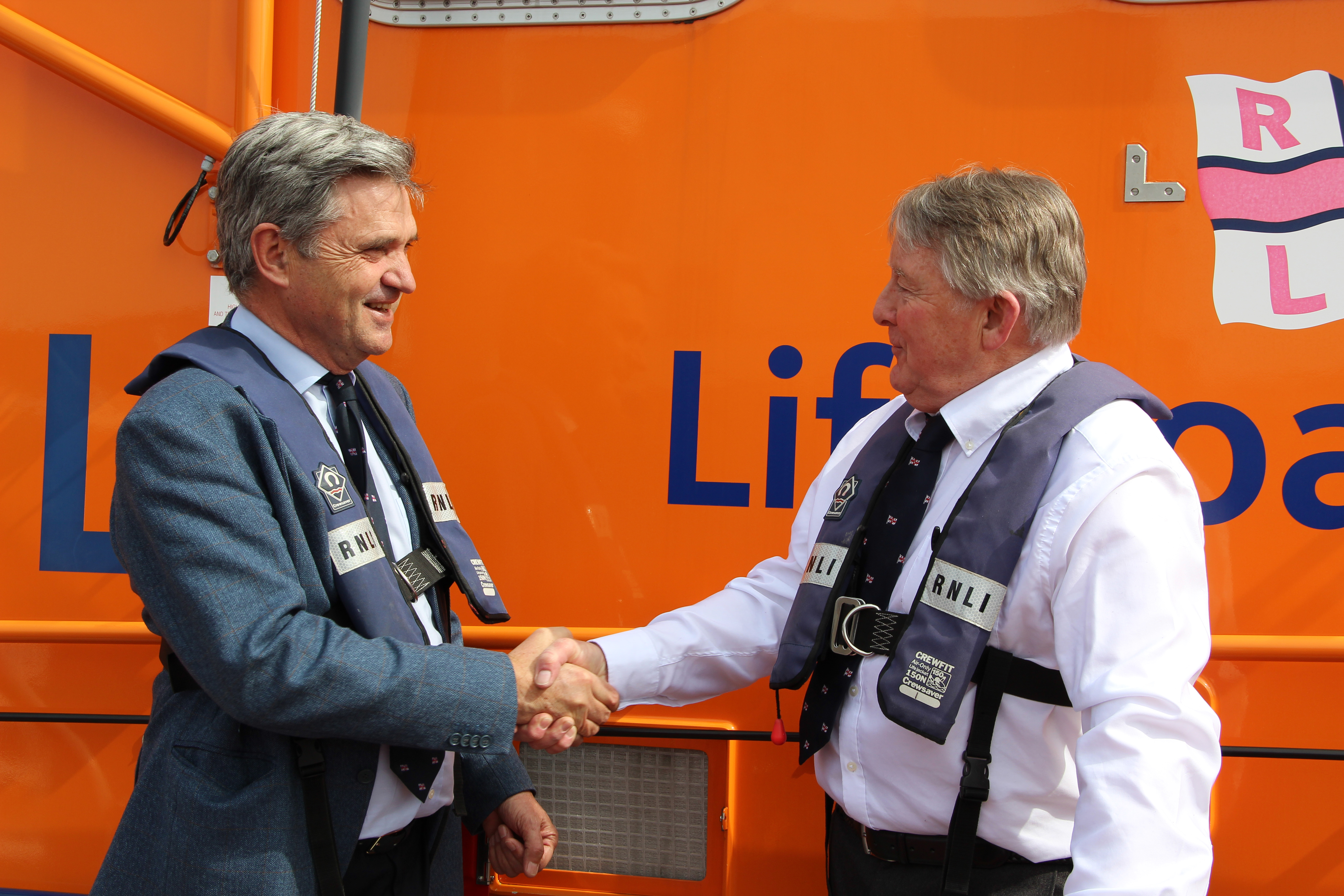 Paul Boissier (RNLI Chief Executive) meets Nigel Sweeny (Jersey volunteer Lifeboat Operations Manager) today