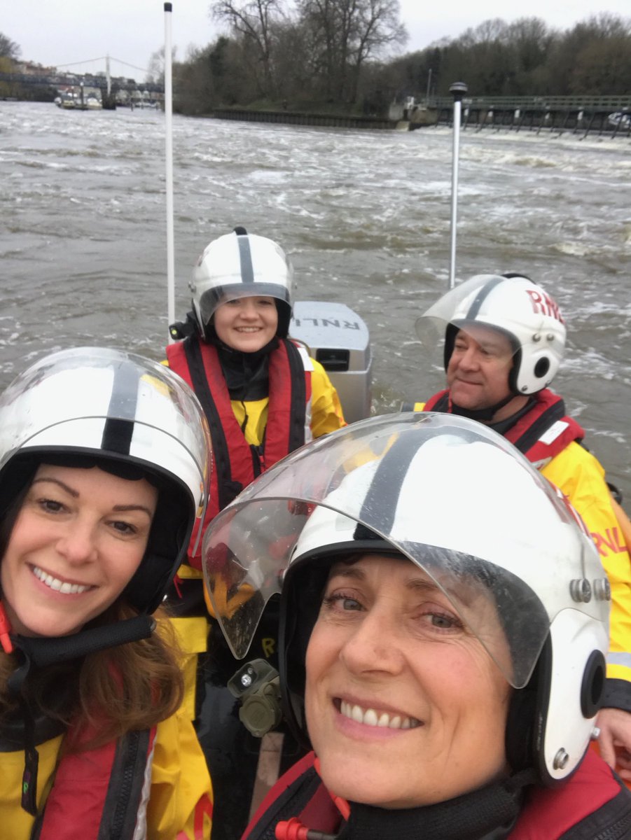 Teddington RNLI Crew training on Teddington Lock by the Weir, River Thames