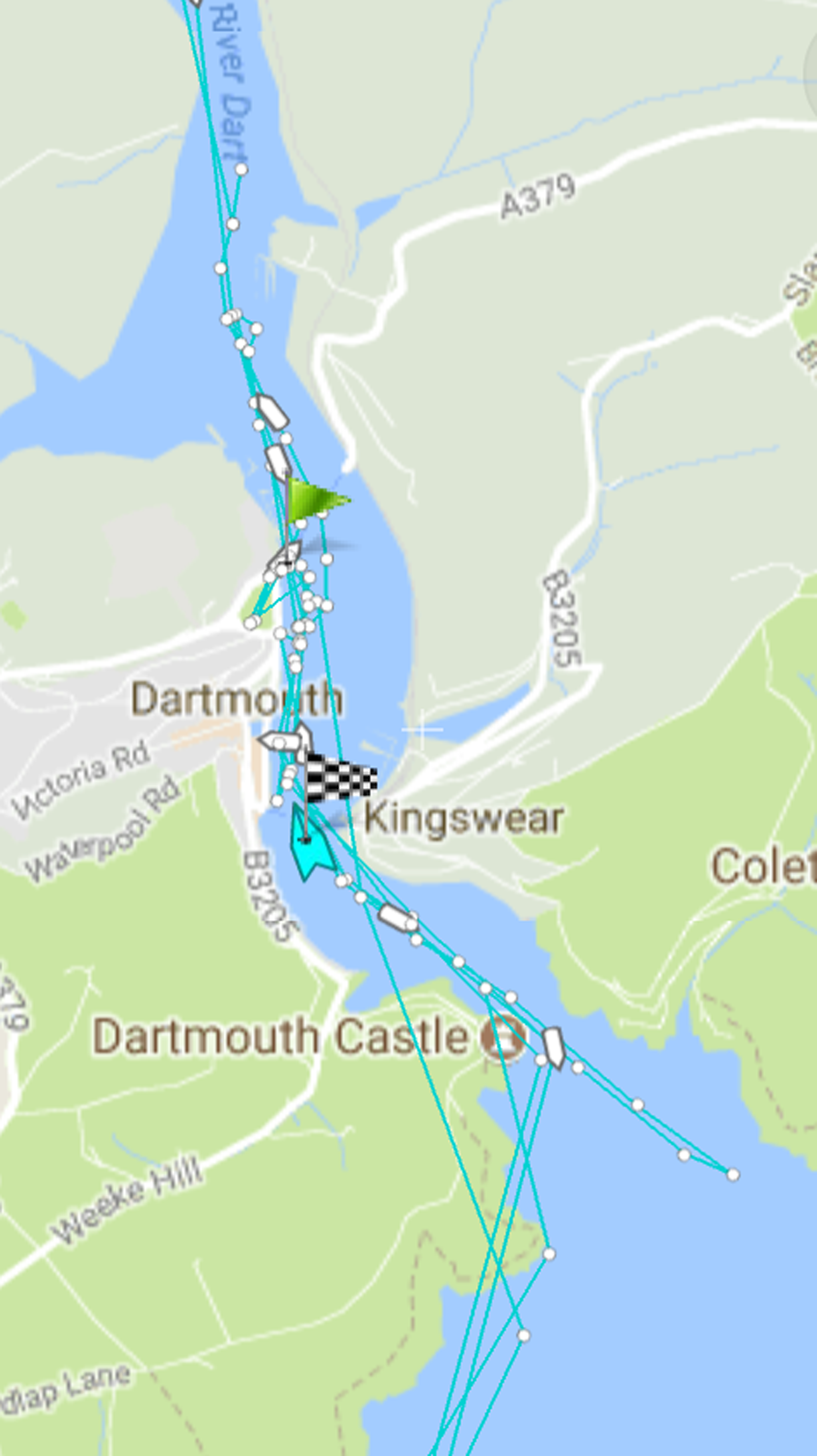 The track of the Dart lifeboat during the 3 launches on 14 April 2018
