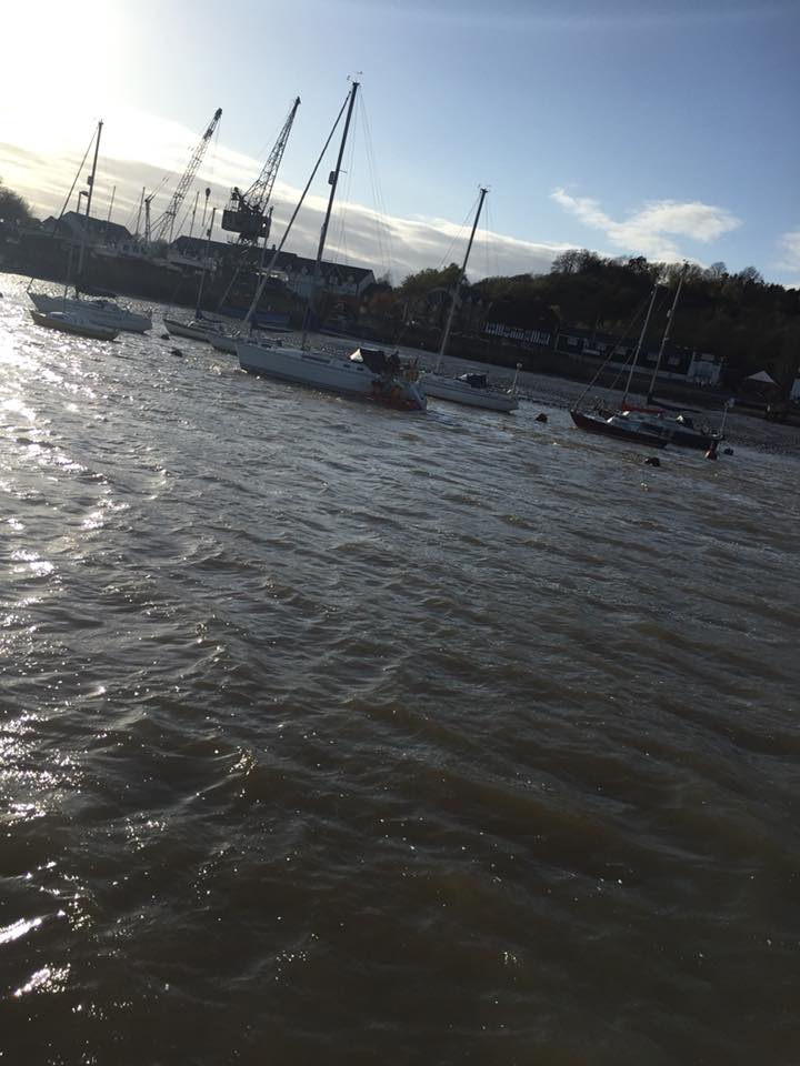 First view of the yacht that was fouled and taking on water