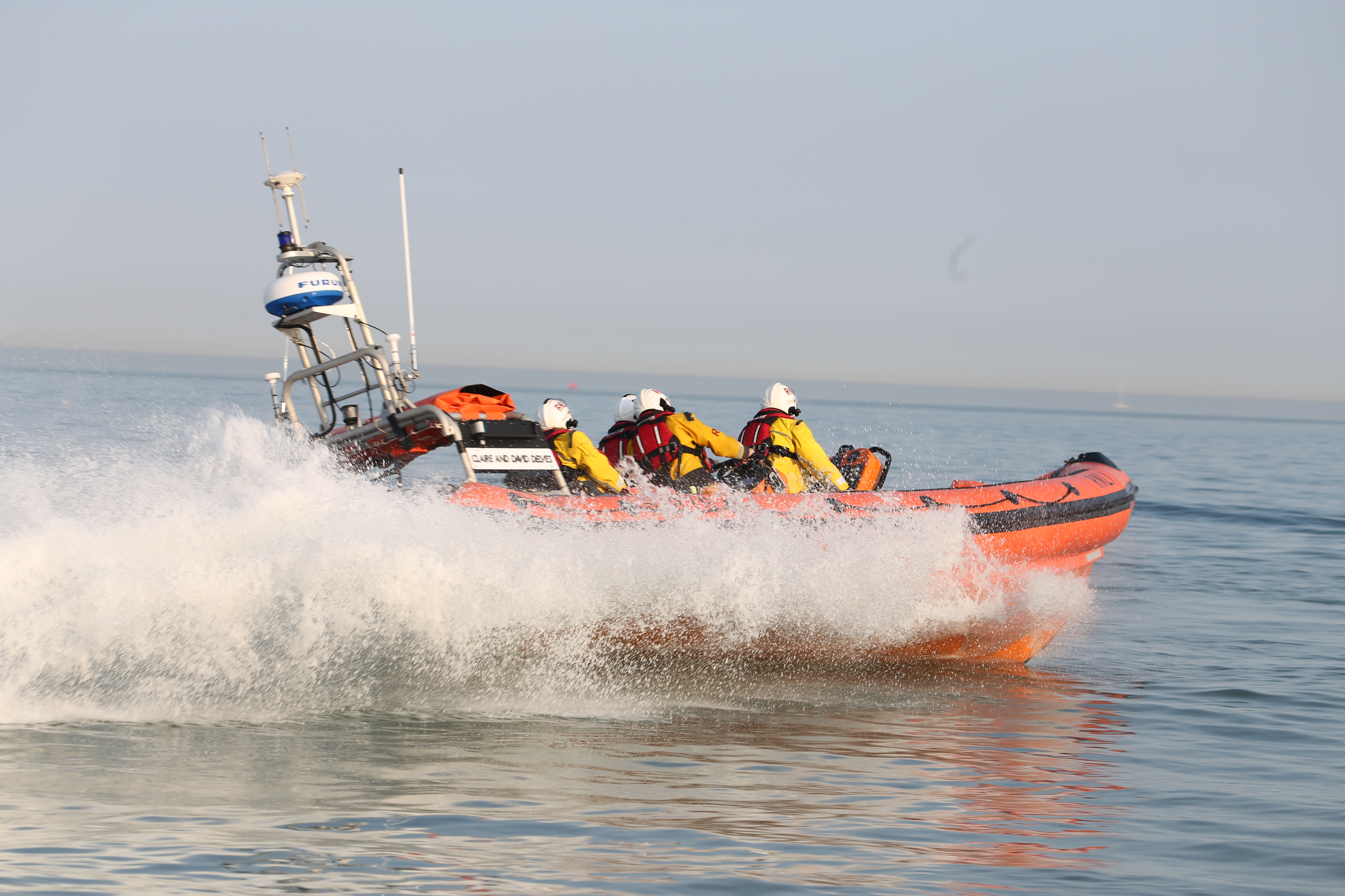 The Ramgate inshore lifeboat at sea.