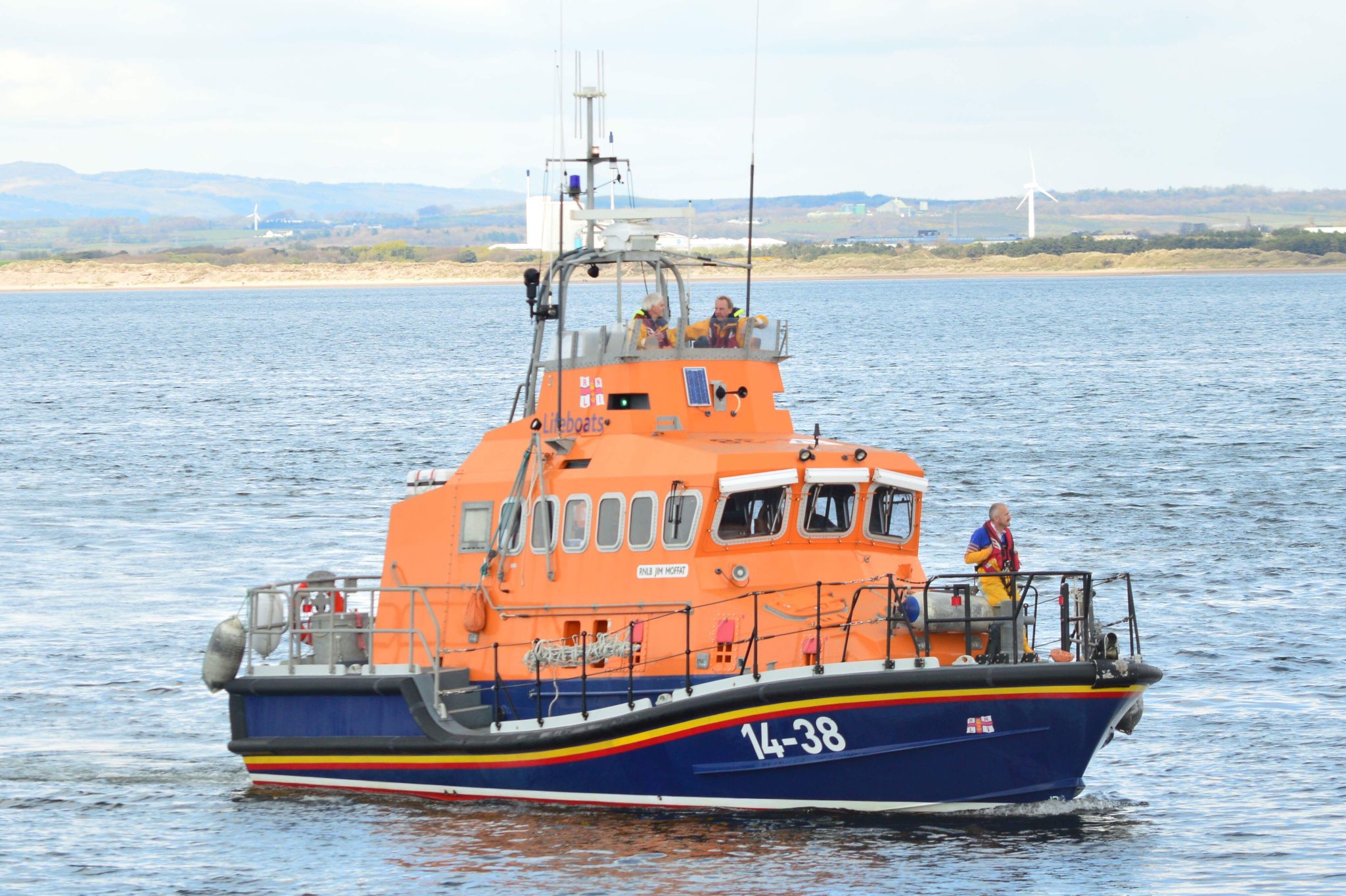 Troon trent class all-weather lifeboat RNLB Jim Moffat returning back to into Troon harbour