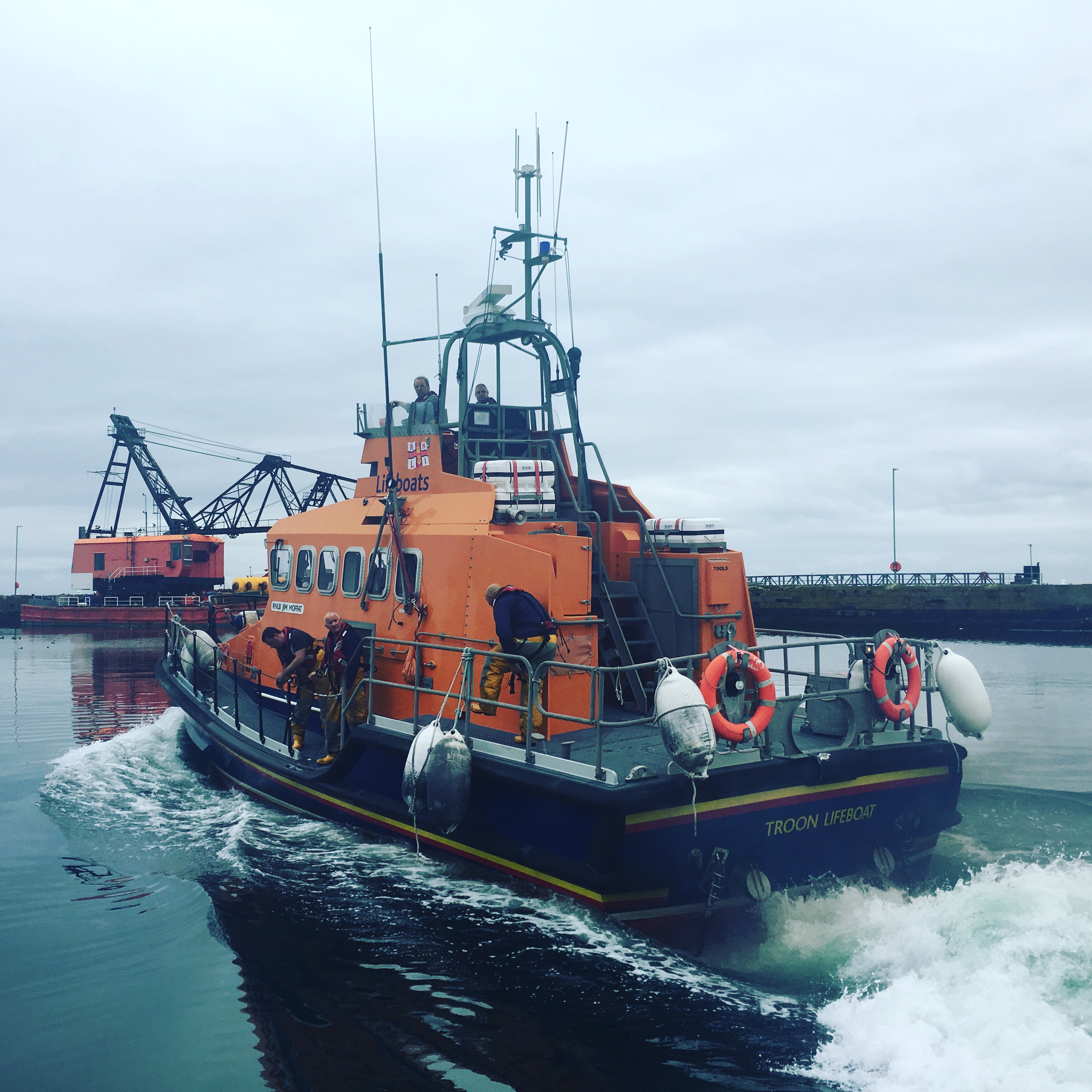 Troon RNLI all-weather lifeboat 'RNLB Jim Moffat' launches on service