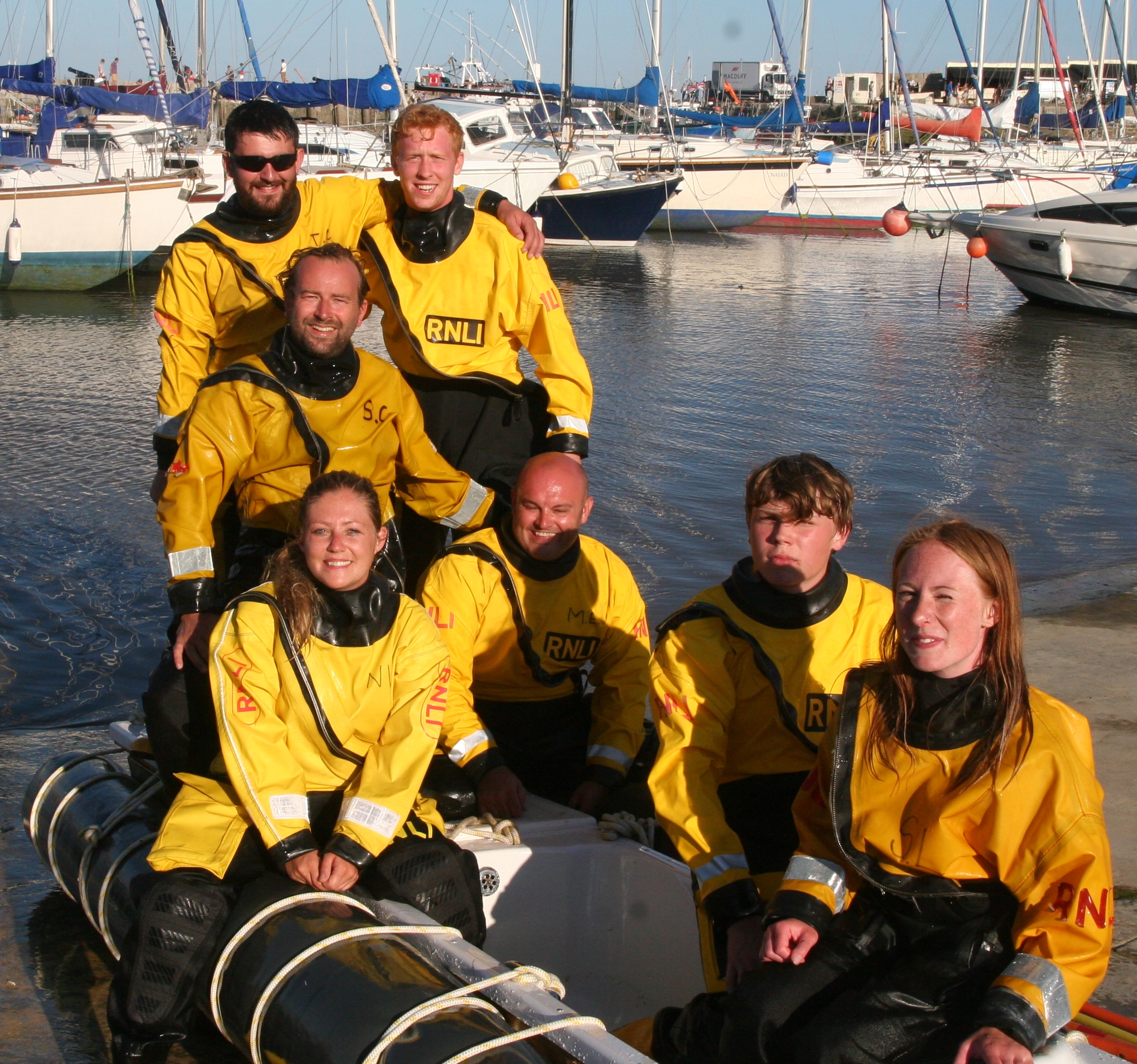 The Lyme Regis RNLI volunteer crew who came 4th in the bathtub race.