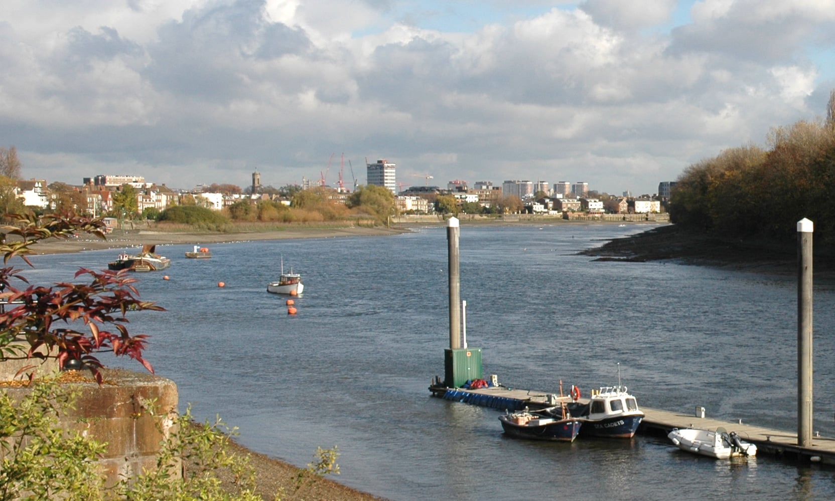 Corney Reach PLA driftwood barge in the distance