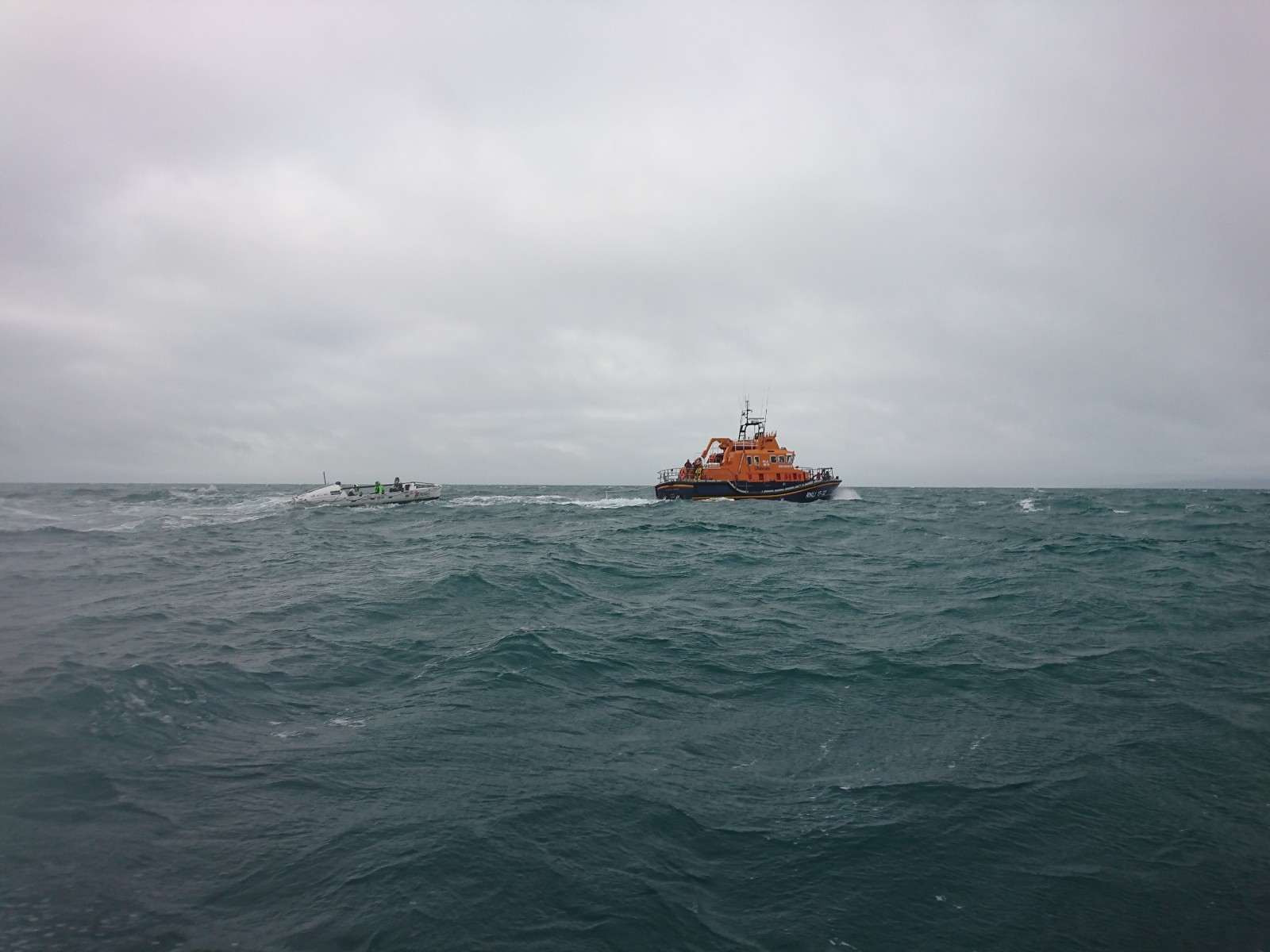 Weymouth ALB towing rowing boat