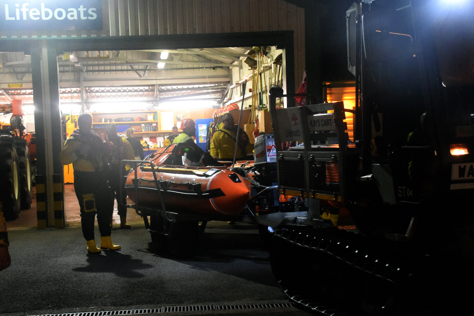 D Class lifeboat' Burnham Reach' preparing to leave the lifeboat station