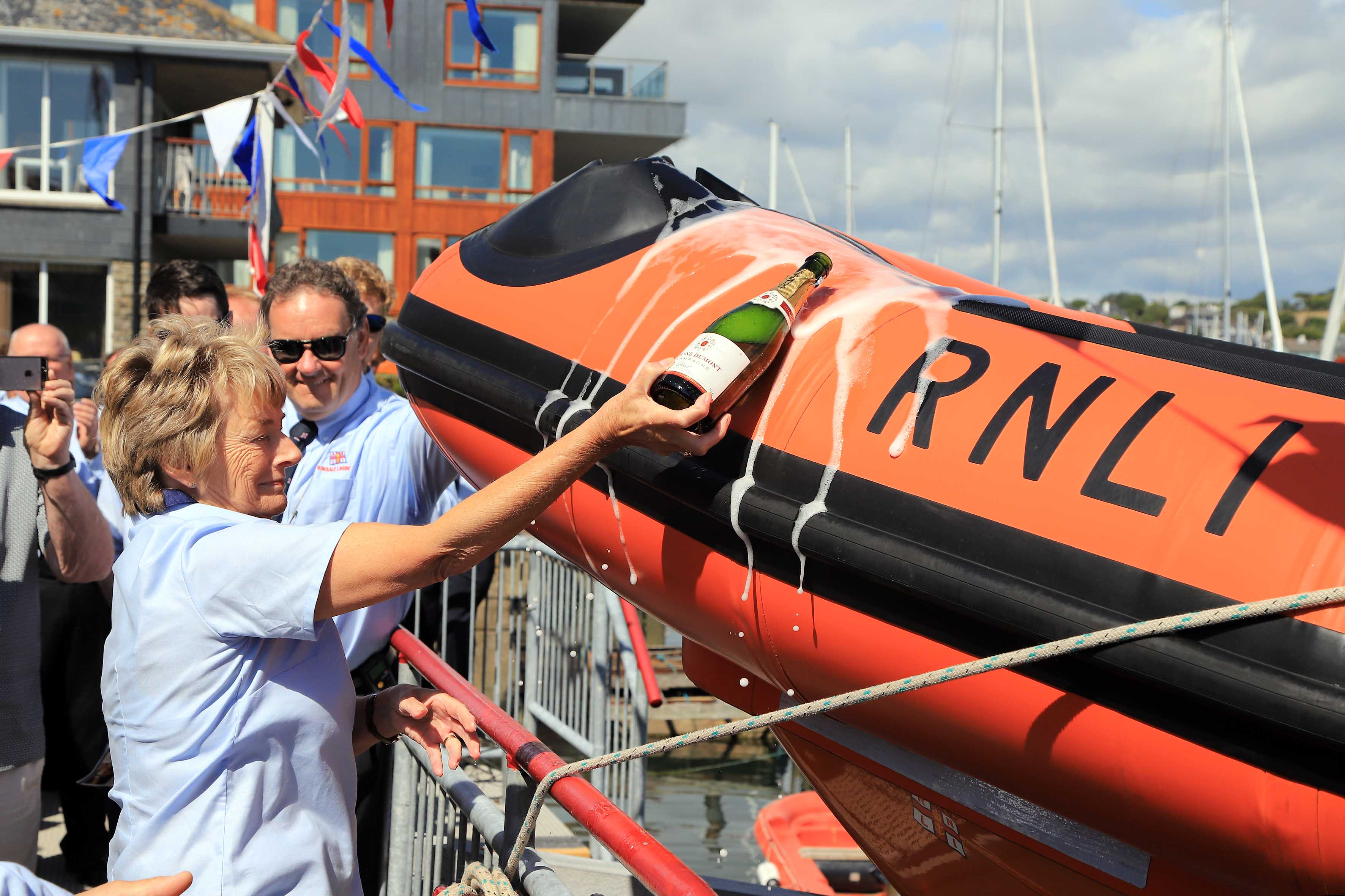 Fundraising Chairperson Valerie Good names the new lifeboat