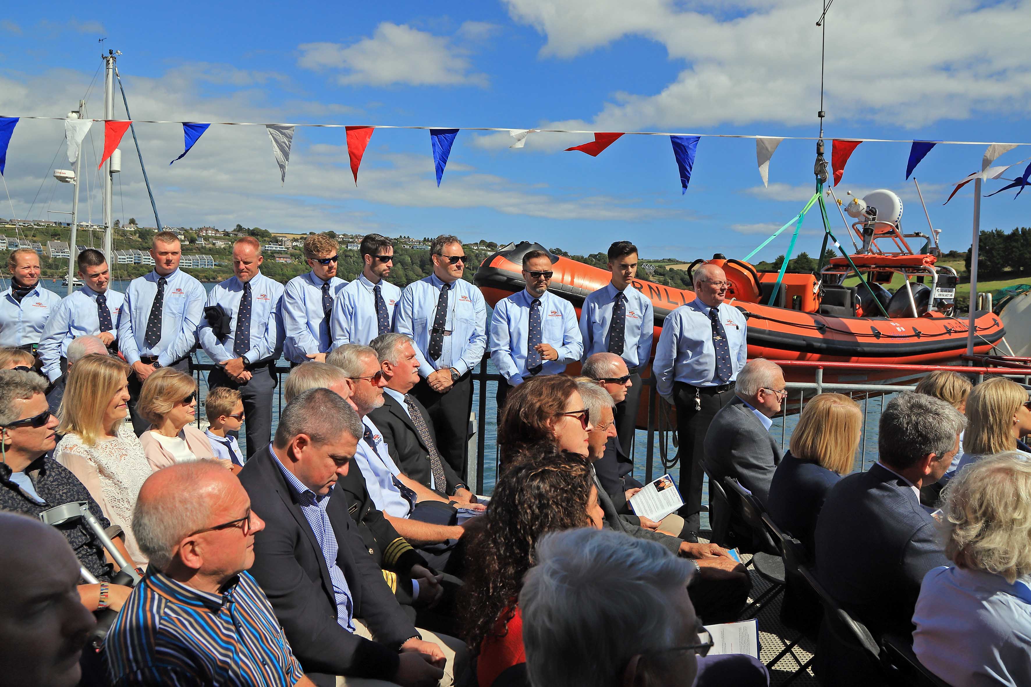 Kinsale RNLI lifeboat crew line out for the naming ceremony