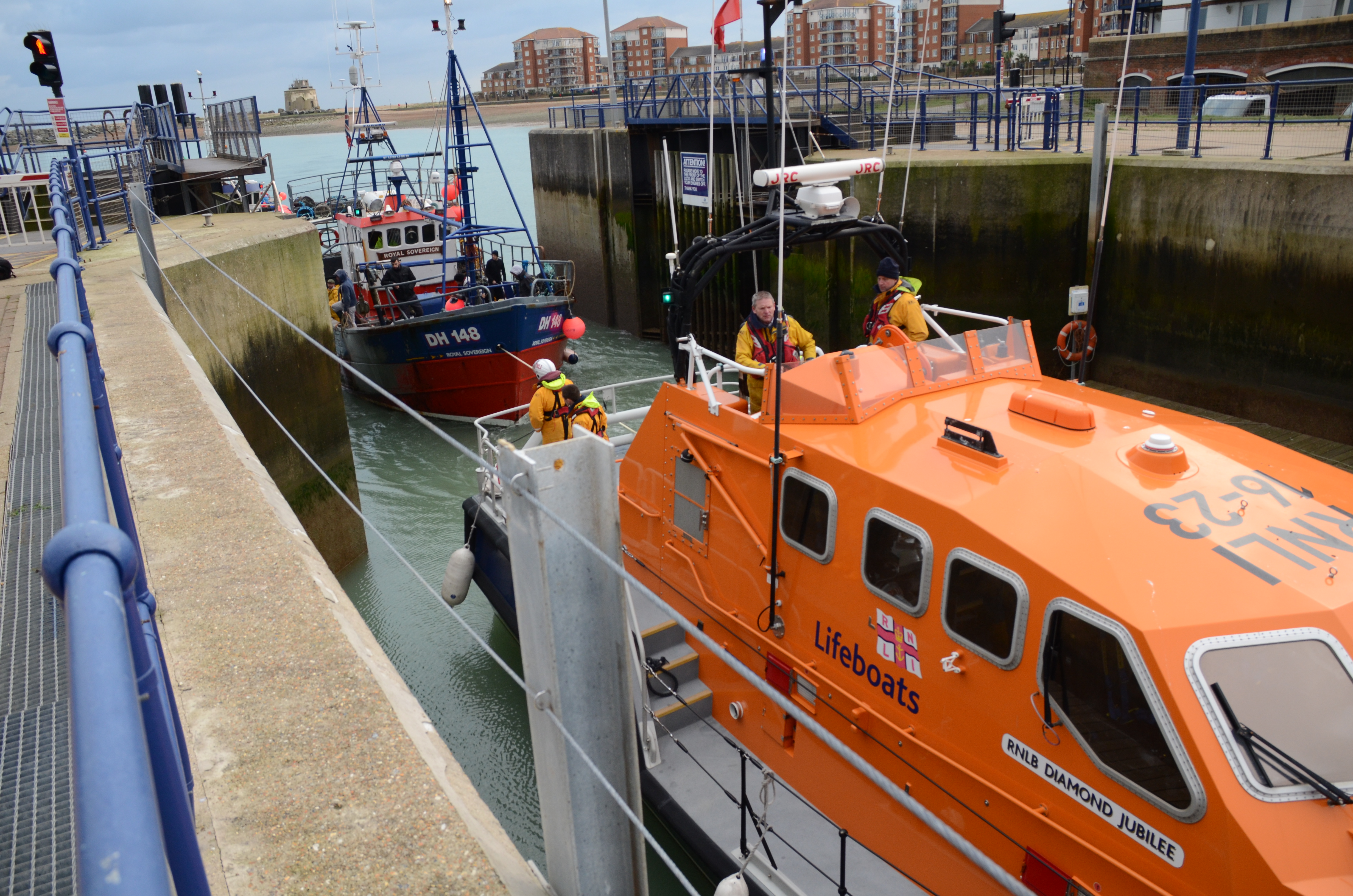 Entering locks at Sovereign Harbour