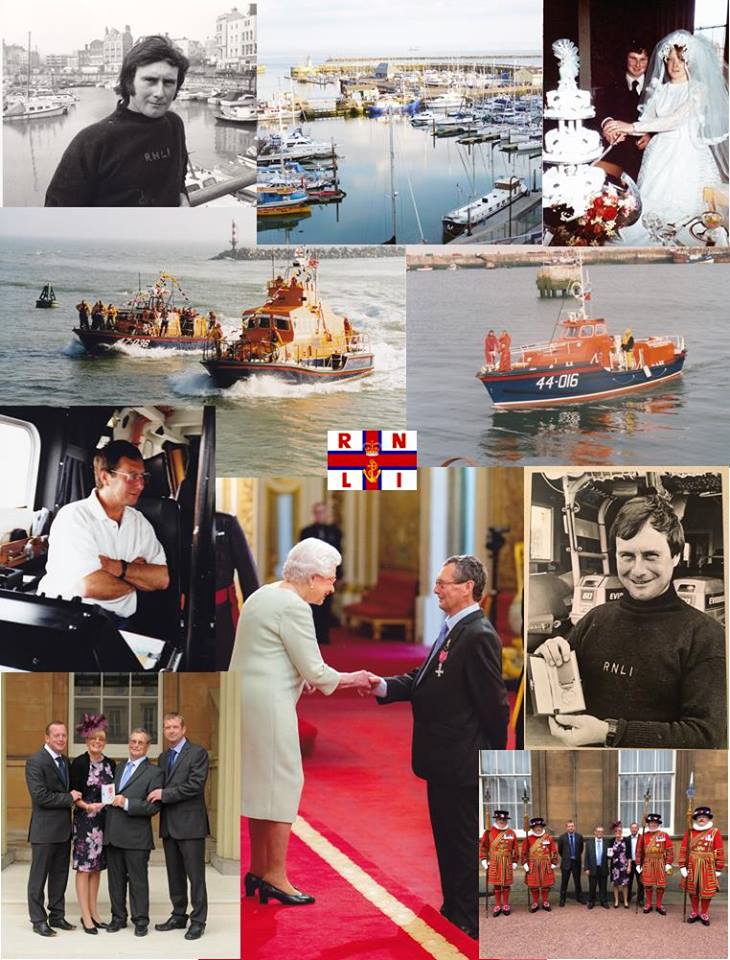 A collage depicting Ron's life with the RNLI