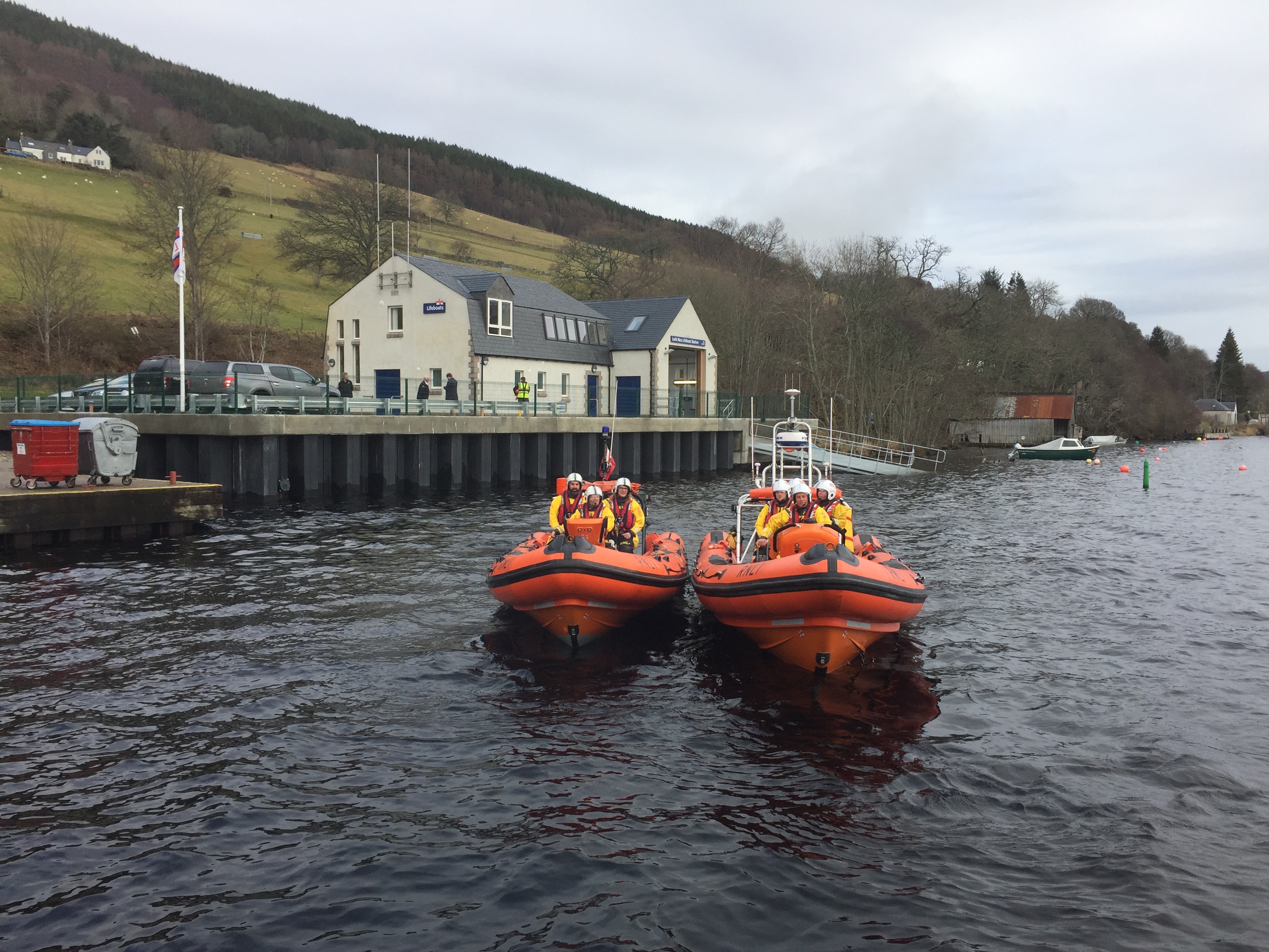 The new Loch Ness Lifeboat Sheila &amp; Dennis Tongue IV (right) alongside the old lifeboat the Colin James Daniel (left)