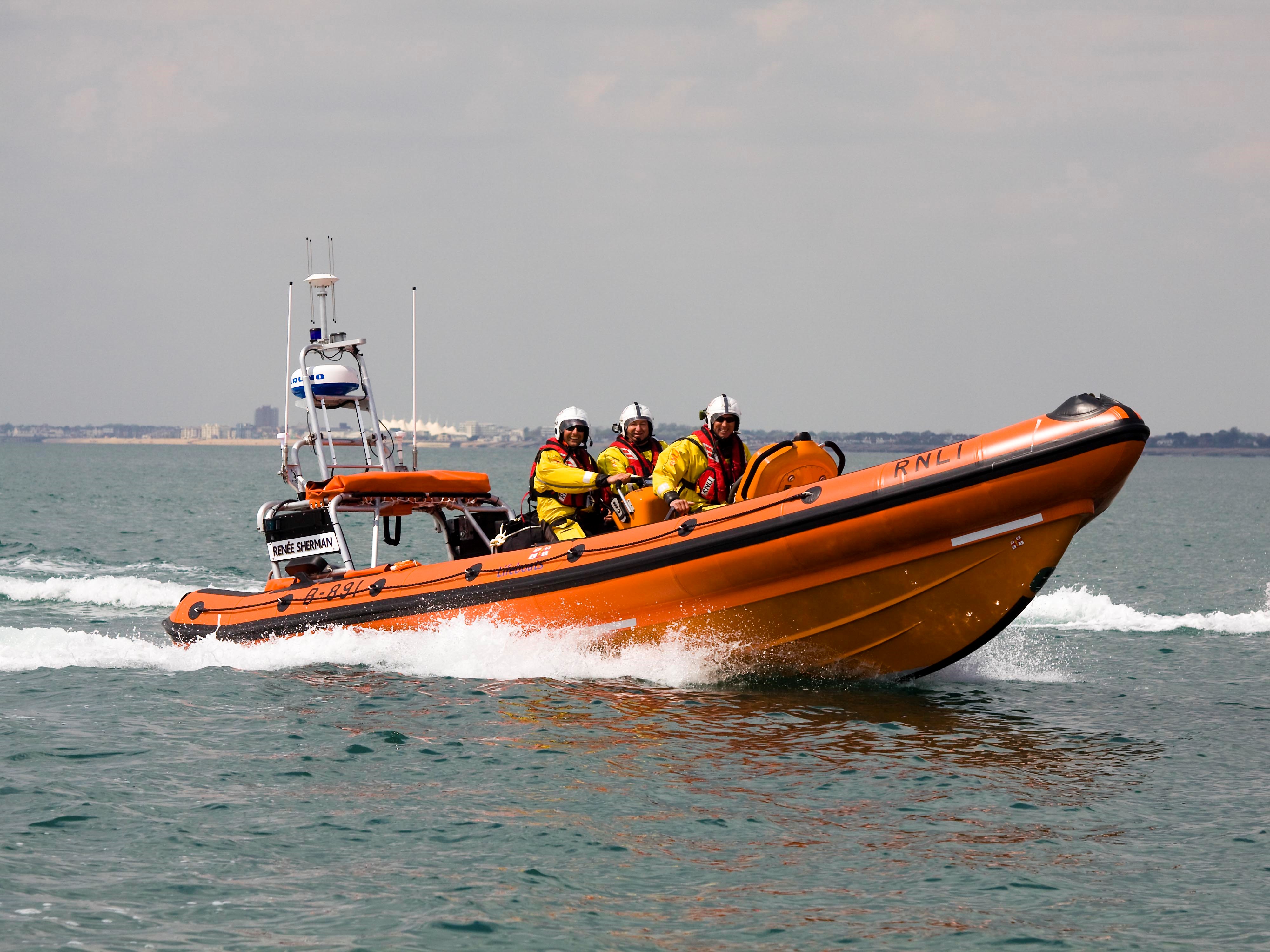 Atlantic 85 lifeboat Renee Sherman heading out to sea.