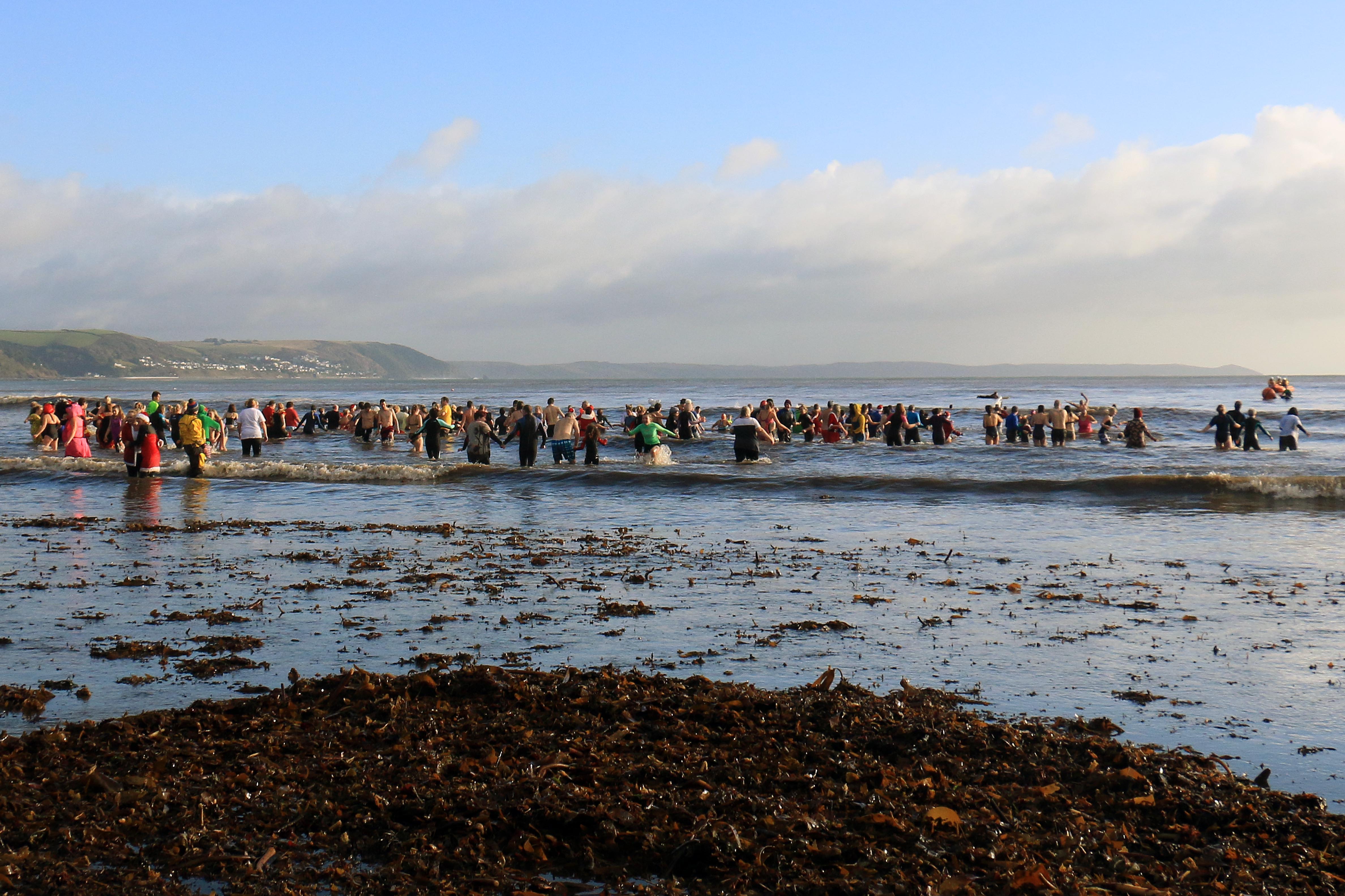 Looe RNLI New Years Day Dip on 1 January 2018