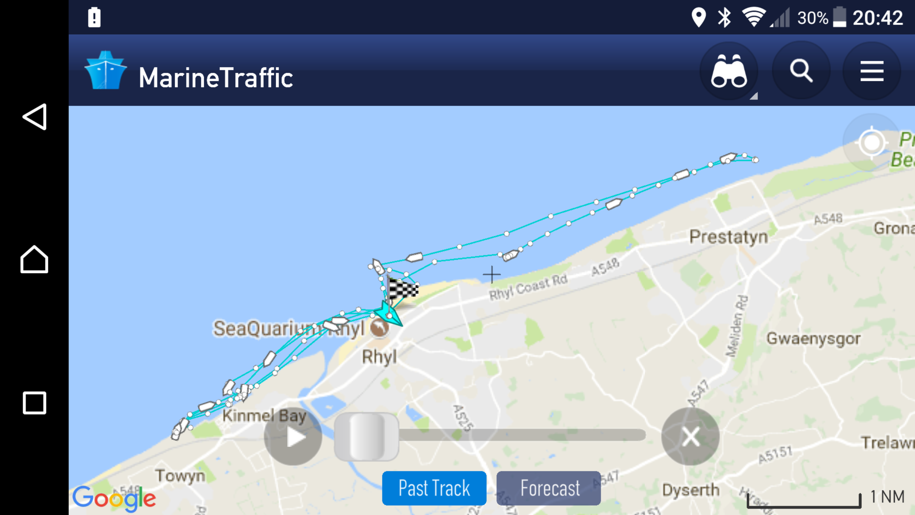 30/6/18 Total track of inshore lifeboat on 6 calls
