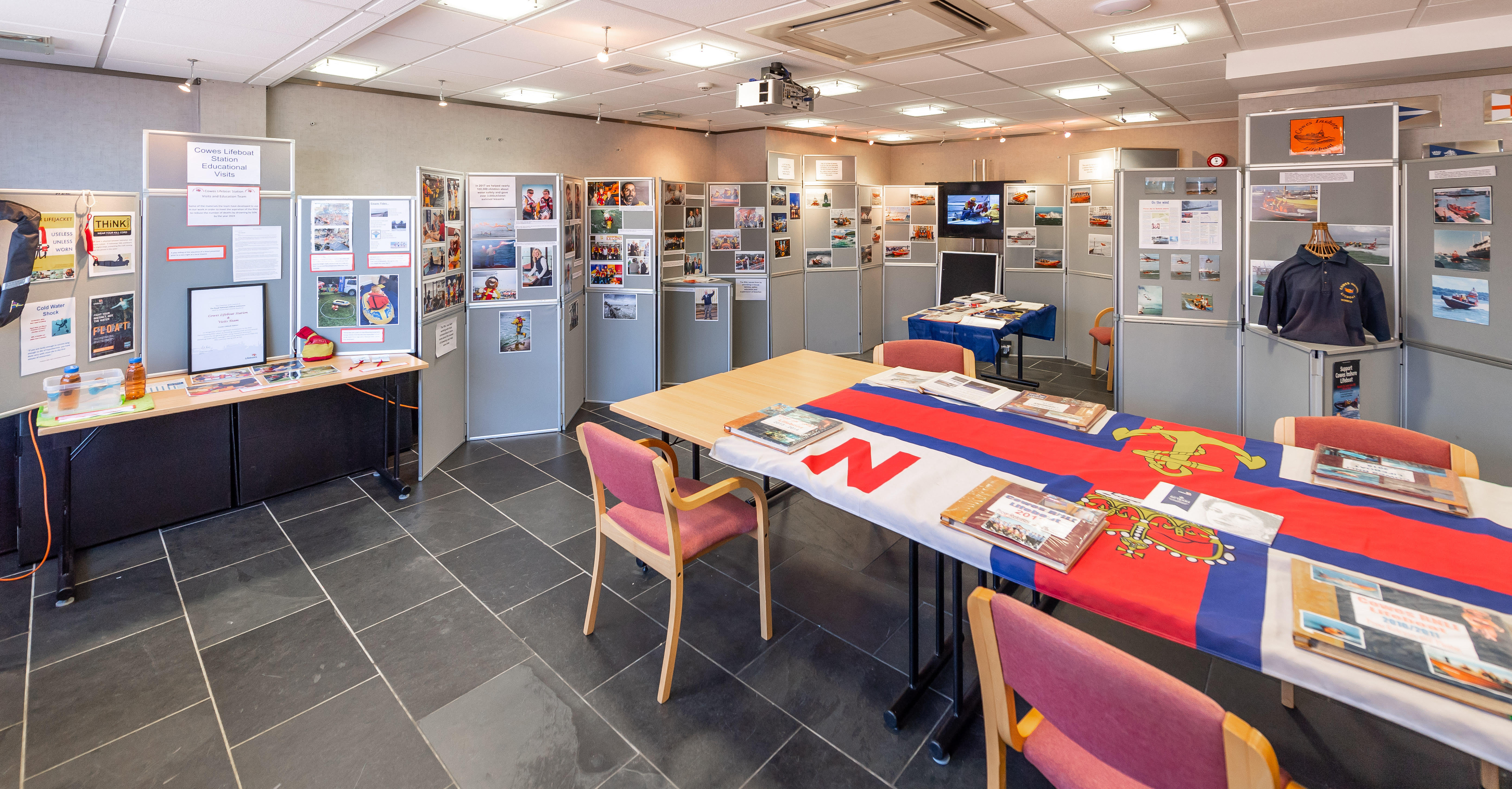 Displays of photographs about the RNLI and the independent lifeboat in Cowes.