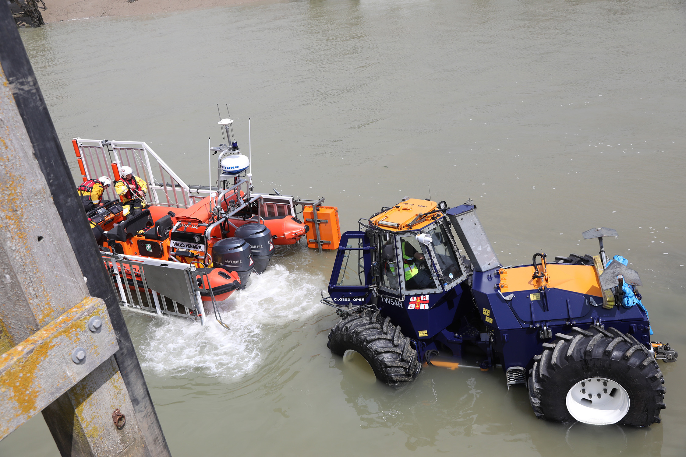 tractor and lifeboat soon on dry land