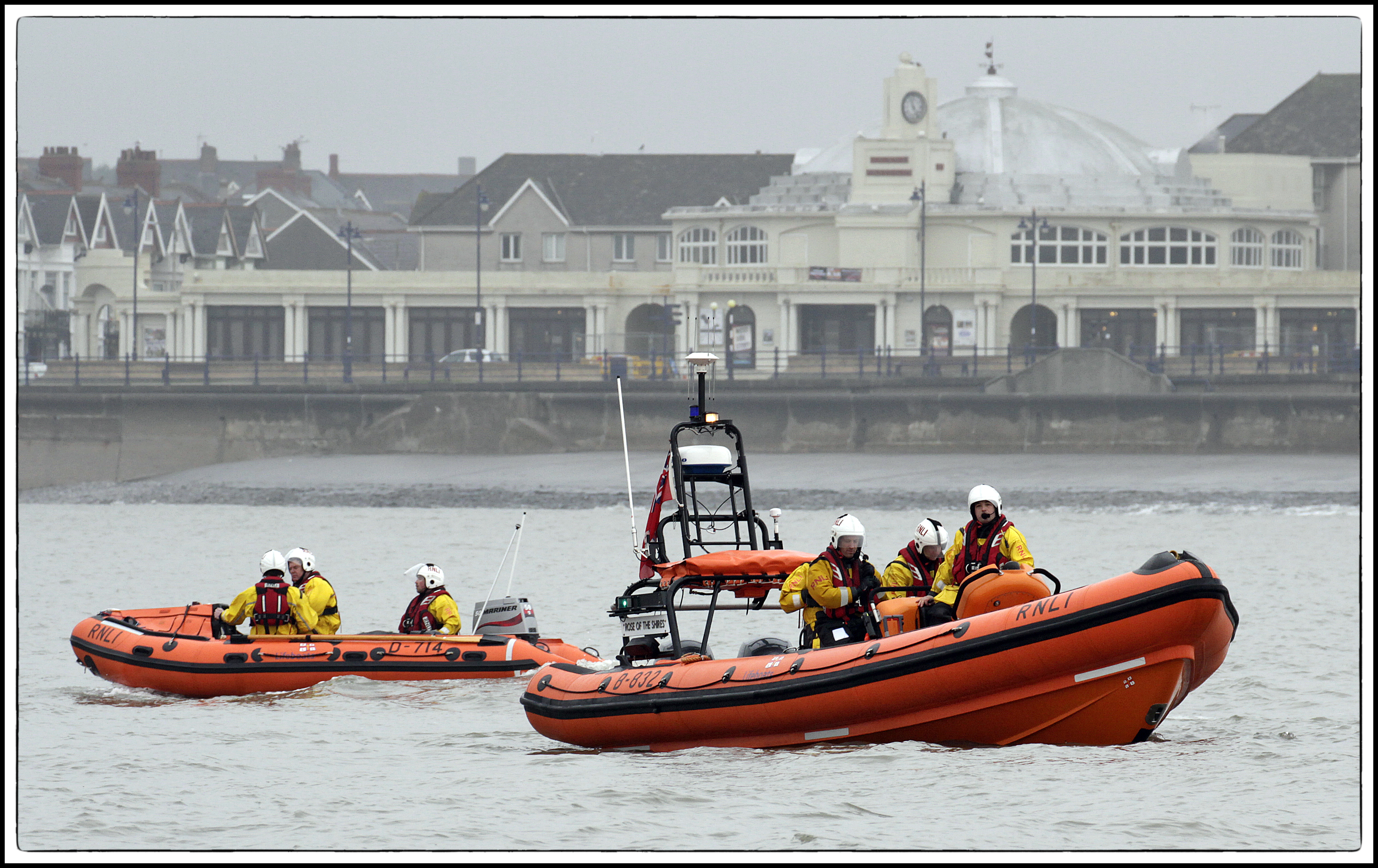 Both lifeboats on exercise off Porthcawl seafront