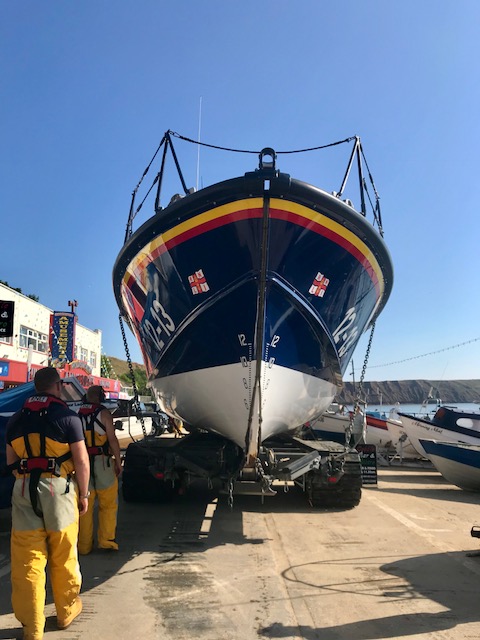 Filey ALB leaving the boathouse prior to the service call.