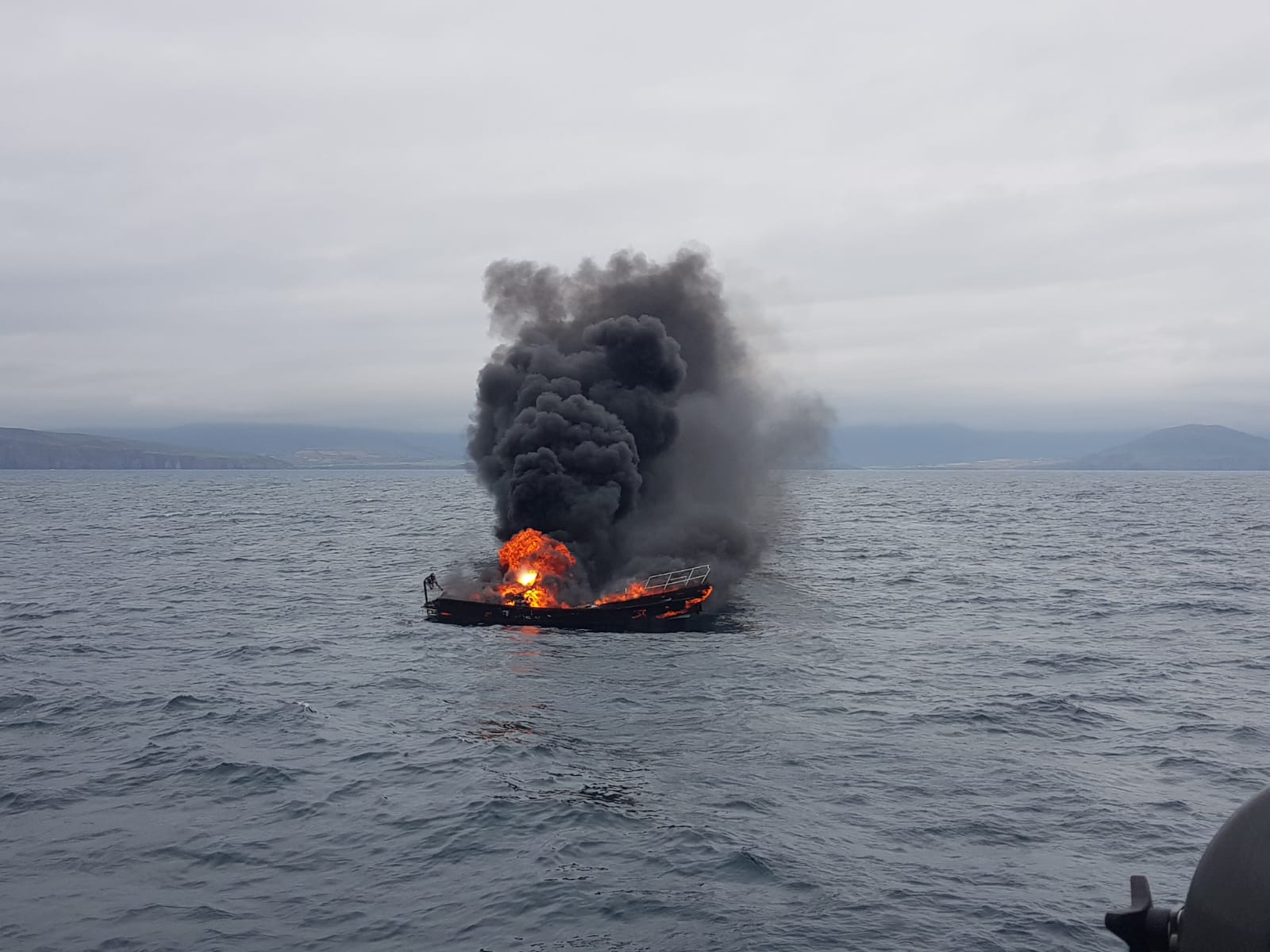 Cruiser on fire off Kerry