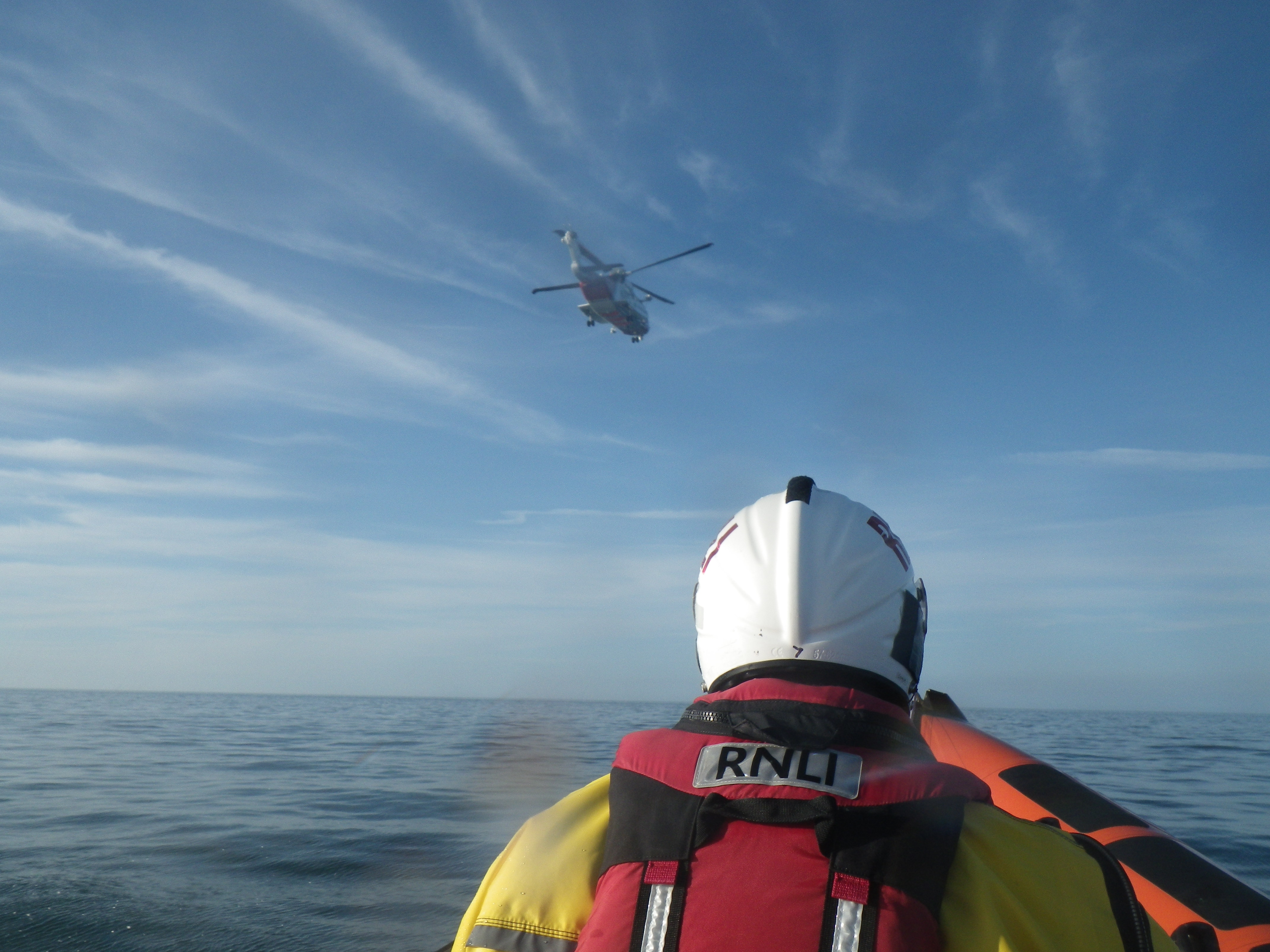 Rescue 936 (Helicopter) view from Beaumaris Lifeboat