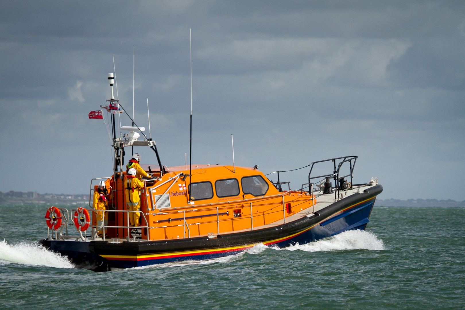 The Hastings Shannon class lifeboat undergoing sea trials