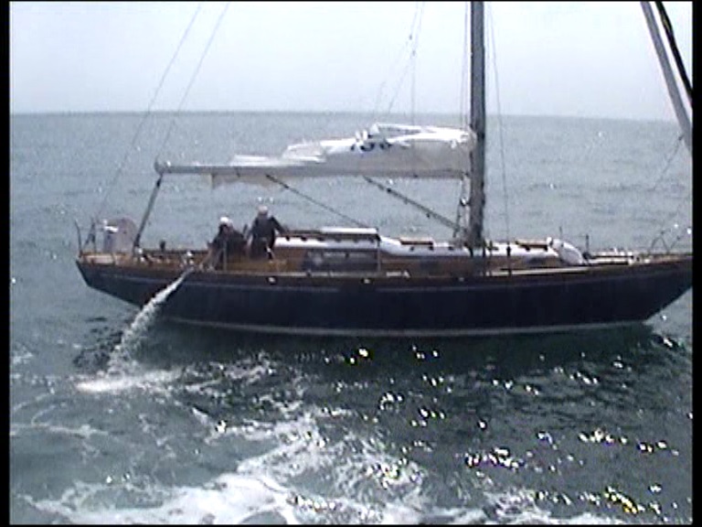 Lifeboat salvage pump in use to remove water from sinking vessel
