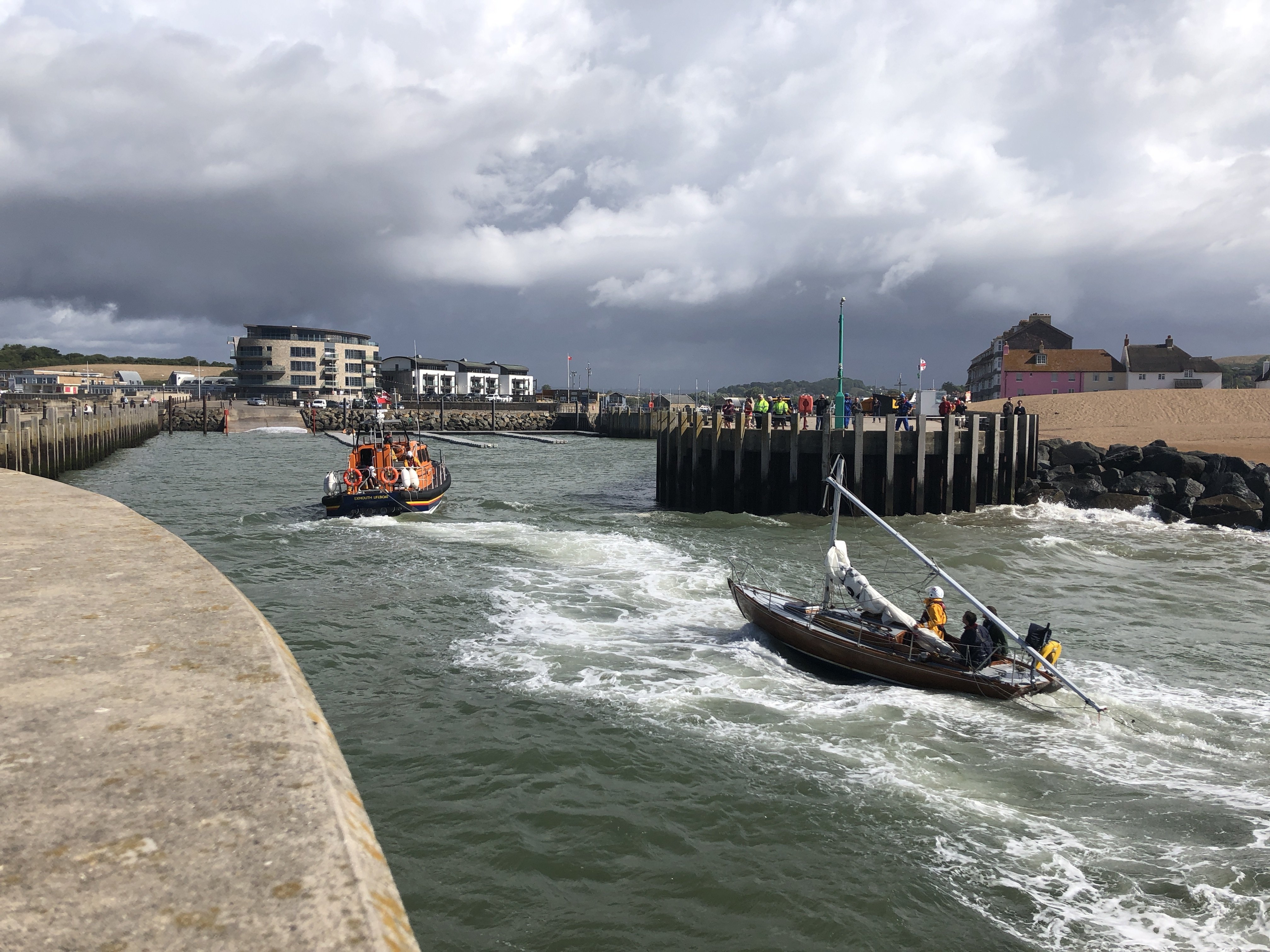Shannon class lifeboat R and J Welburn towed the Casualty vessel into West Bay to safety