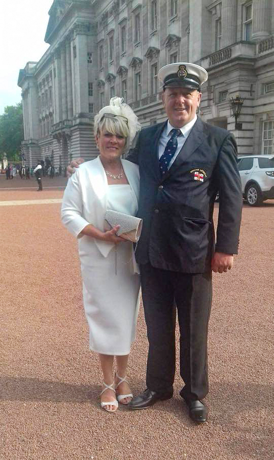 Redcar RNLI helm Tony Wild and his wife Mandy attending The Queen's Garden Party 31 May 2018