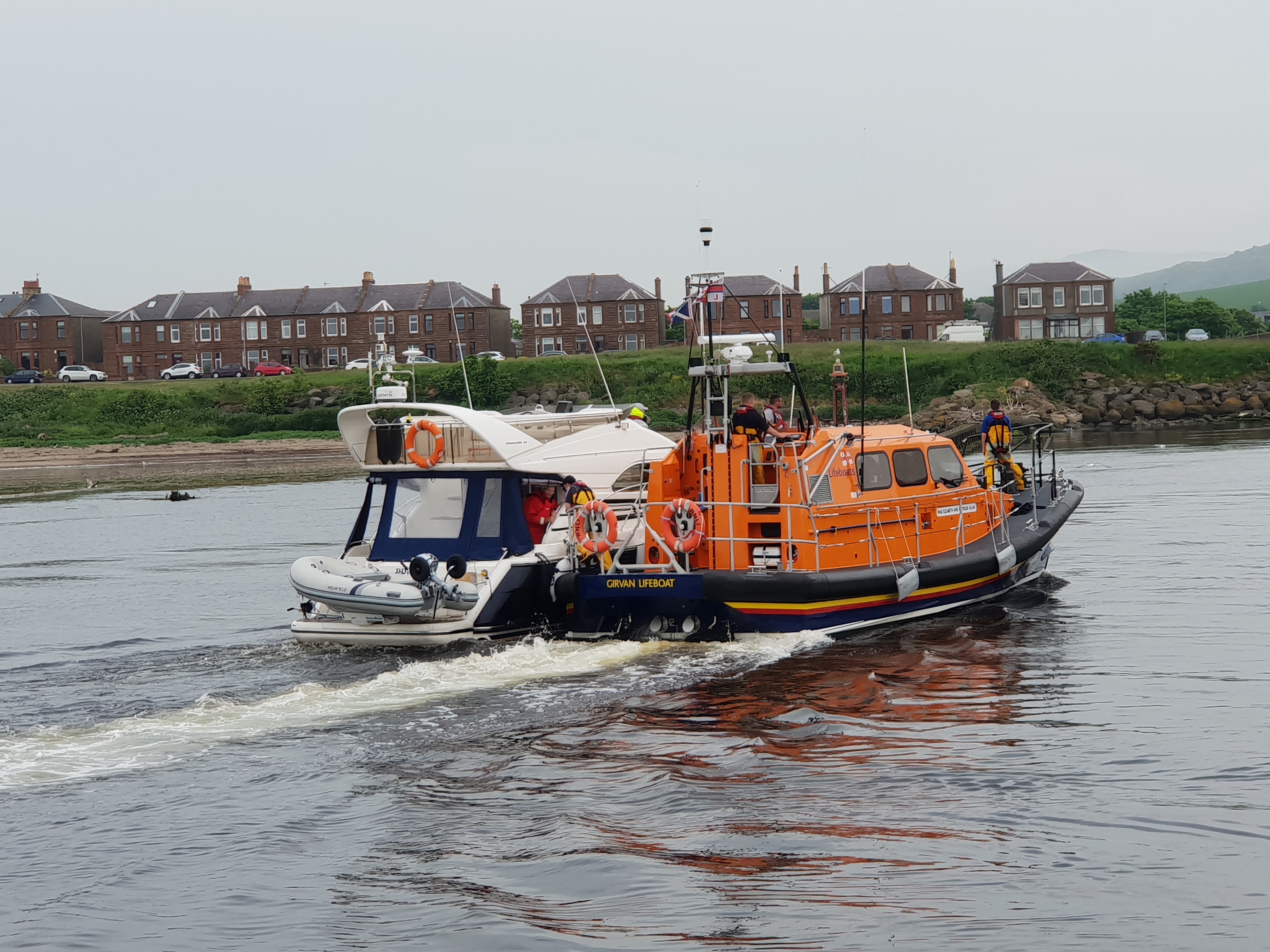 13-23 'Elizabeth and Gertrude Allan' bringing the casualty vessel into Girvan harbour