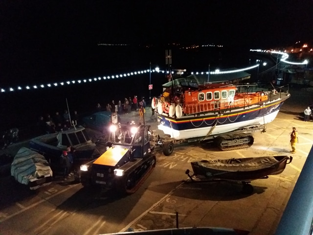 Filey ALB leaving the boathouse