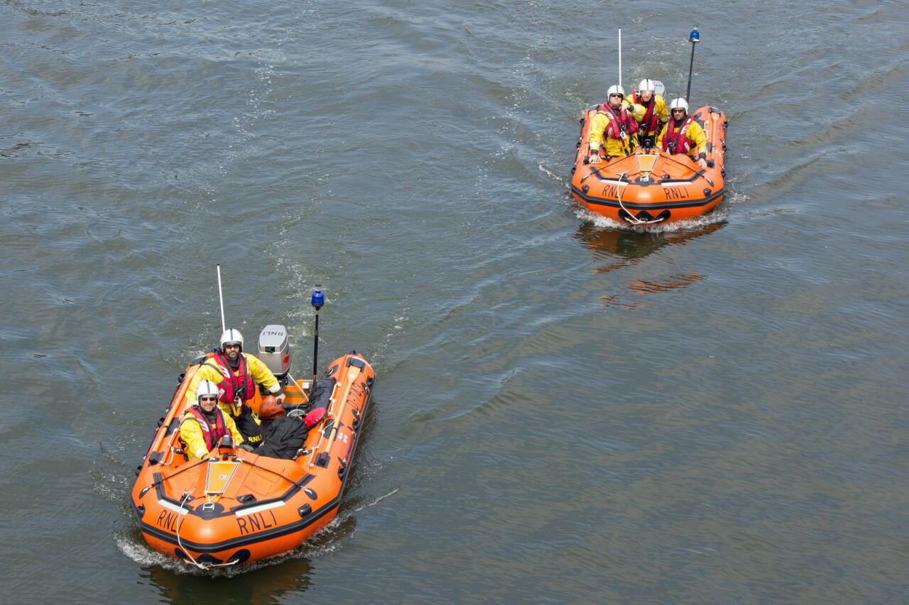 Teddington RNLI D-Class Lifeboats D-743 left and D-785 right