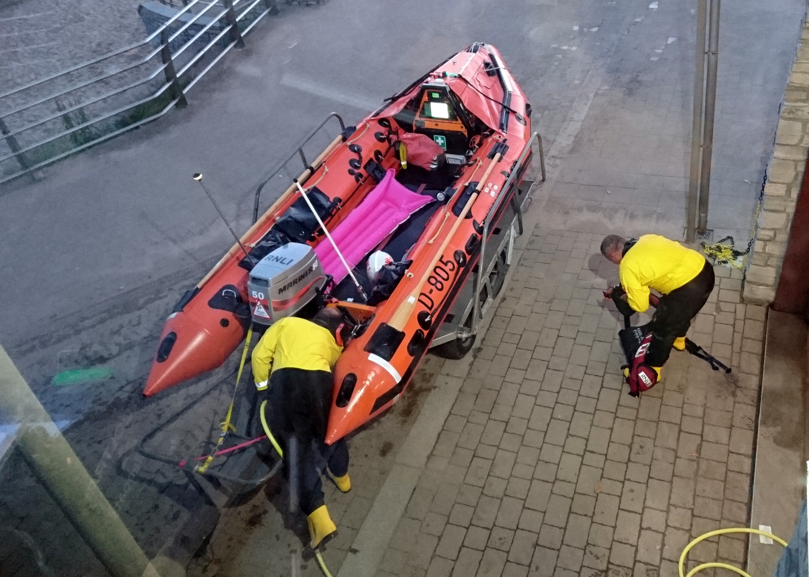 Inshore lifeboat George Bearman II recovered the pink lilo to Exmouth lifeboat station
