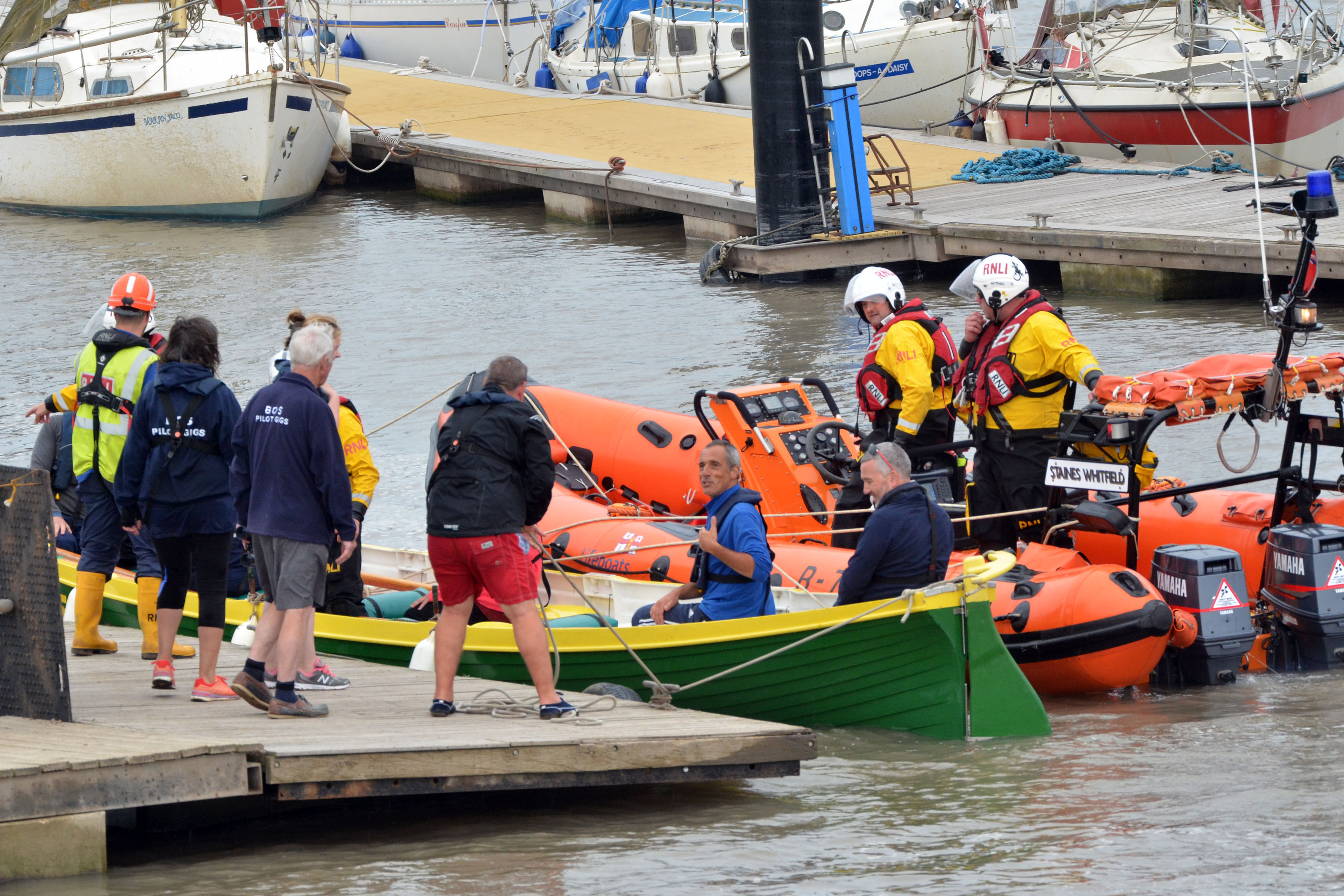 The gig has returned to the sailing club pontoons, with lifeboat in attendance