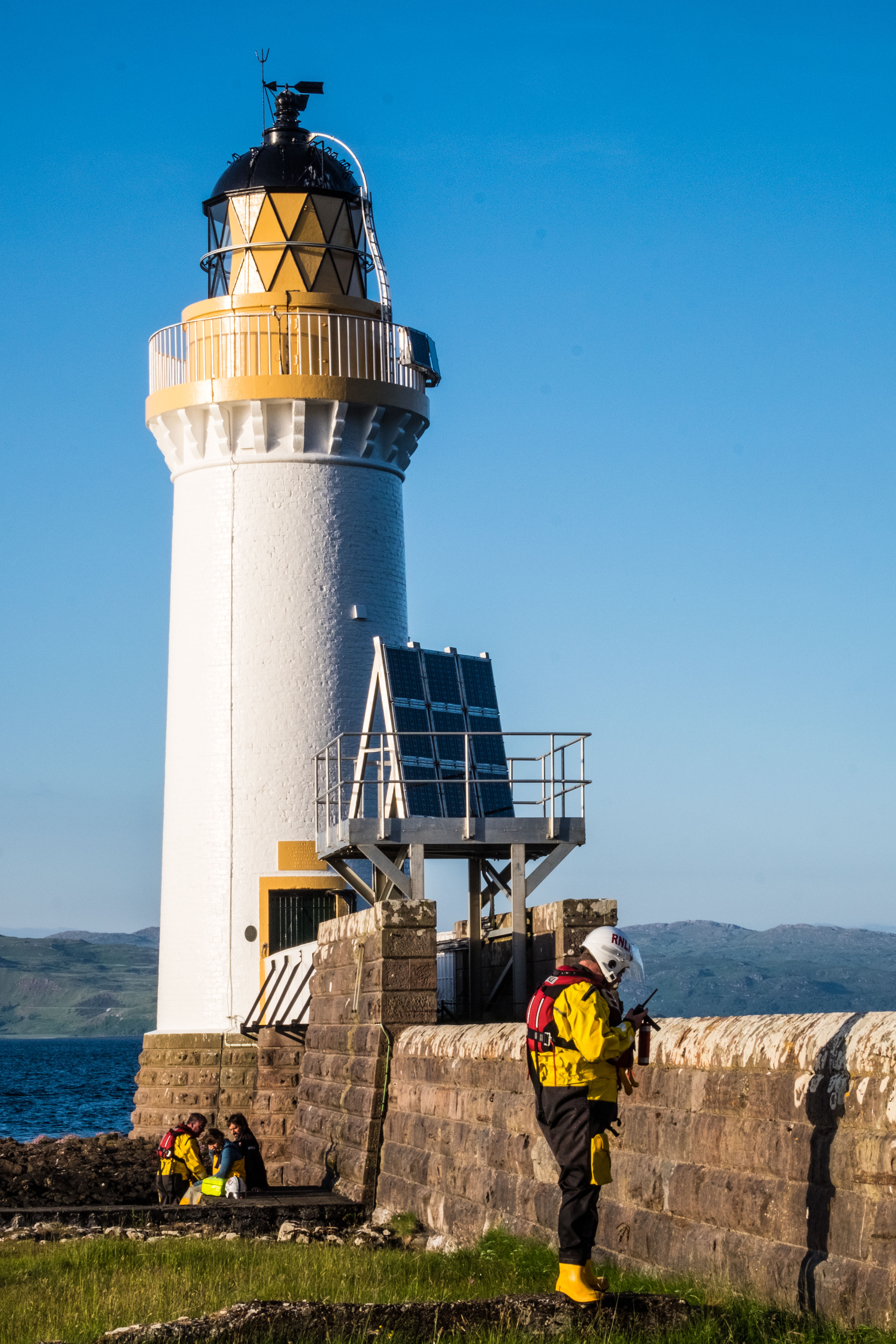 Tobermory RNLI volunteer crew training at Rubha nan Gall lighthouse