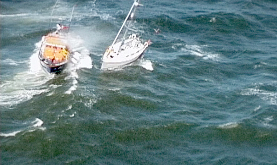 View from Rescue Helicopter of Filey ALB and yacht