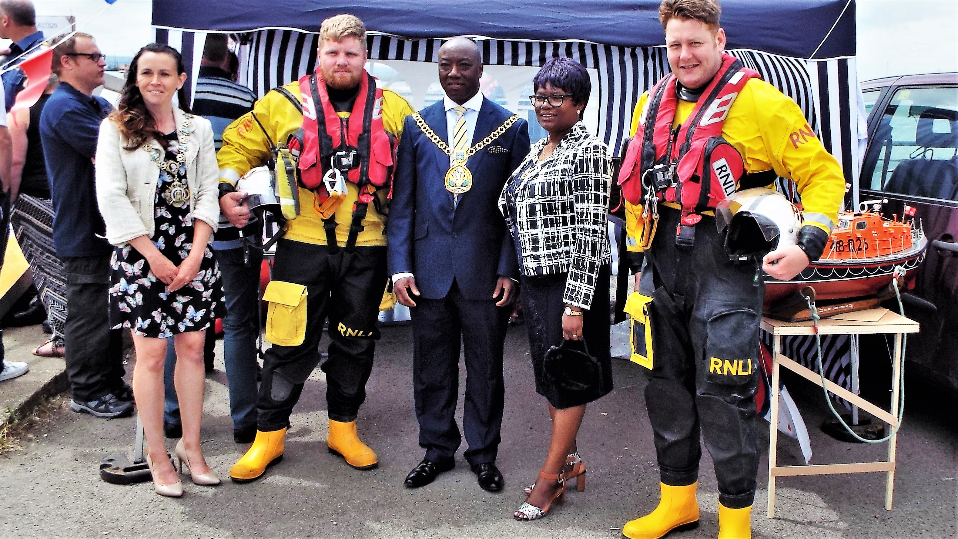 Crew members welcomed the Mayor of Swale,Councillor Samuel Koffie-Williams and his wife and also Mayor of Queenborough Councillor Zoe Swarbrick on board the all weather lifeboat