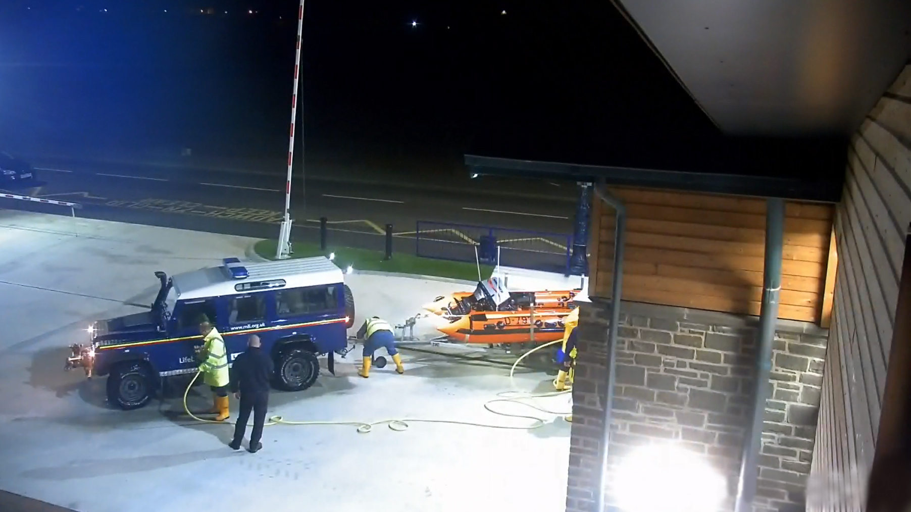 The inshore lifeboat returning to the lifeboat station after the service call.