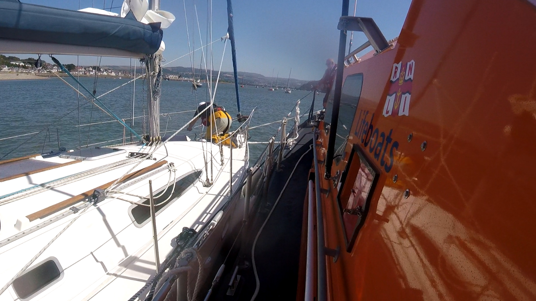 Yacht 'Footsie' alongside Llandudno Lifeboat